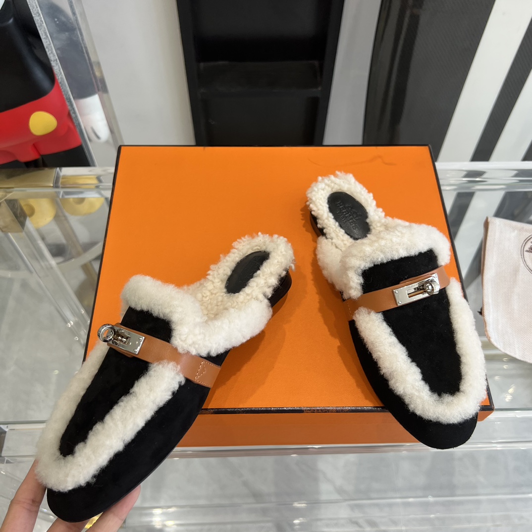 Hermès HERMES爱马仕23ss真皮底半拖