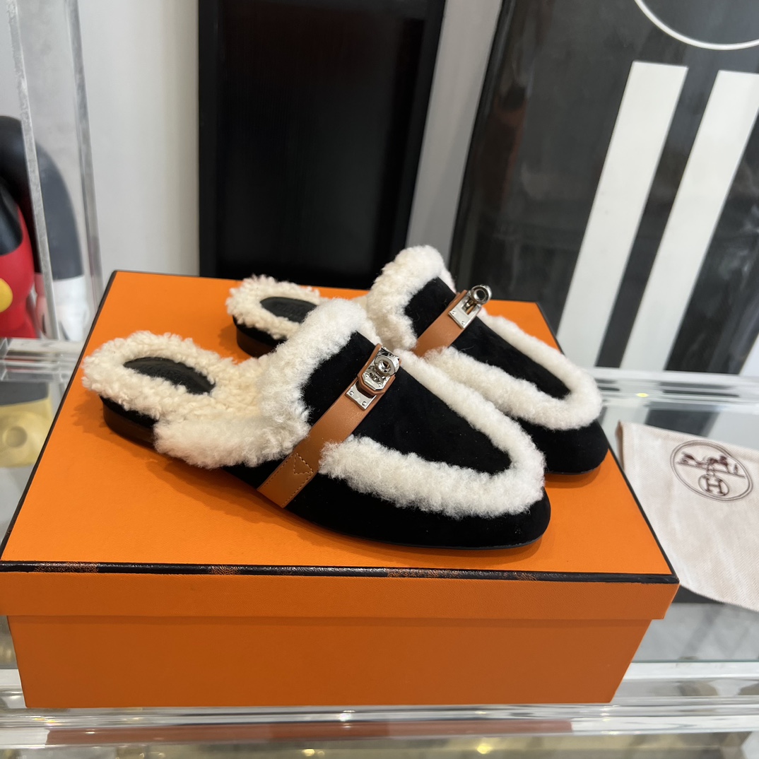 Hermès HERMES爱马仕23ss真皮底半拖