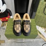 Gucci Snow Boots Cowhide Lambswool Wool Winter Collection