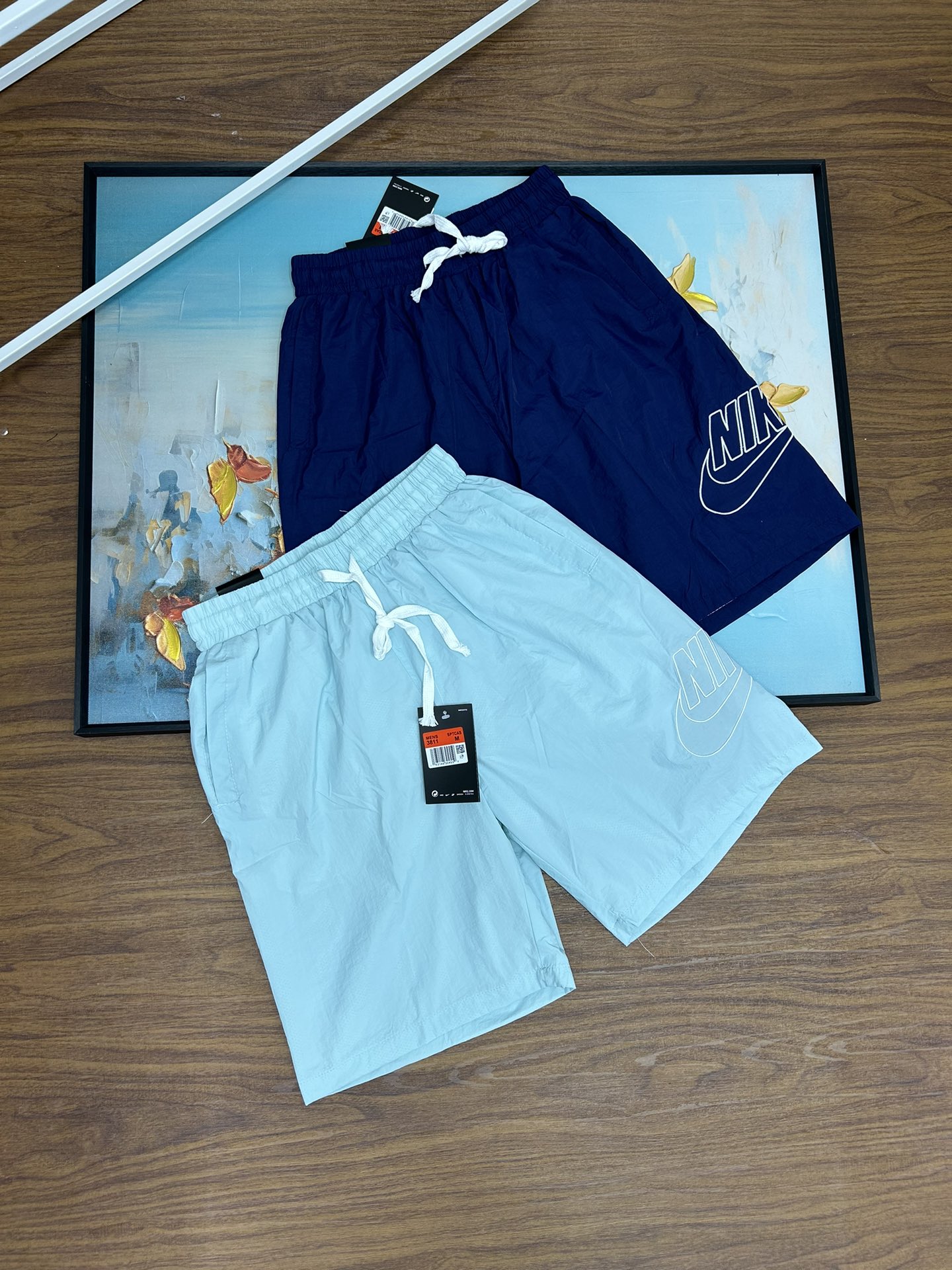 Nike Clothing Pants & Trousers Shorts Blue Embroidery Unisex Mesh Cloth Summer Collection Beach
