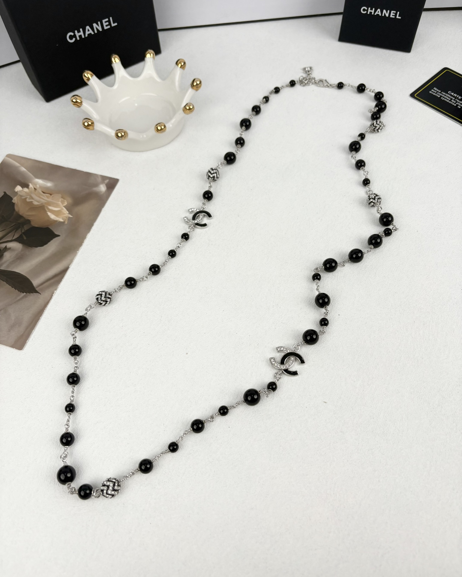 NO:102512,Xiaoxiang new style black beads sweater chain, Chanel necklace, chanel, sweaters, necklace19860909小香新款 黑珠 毛衣链,香奈儿项链,chanel,sweaters,necklace,Jewelry