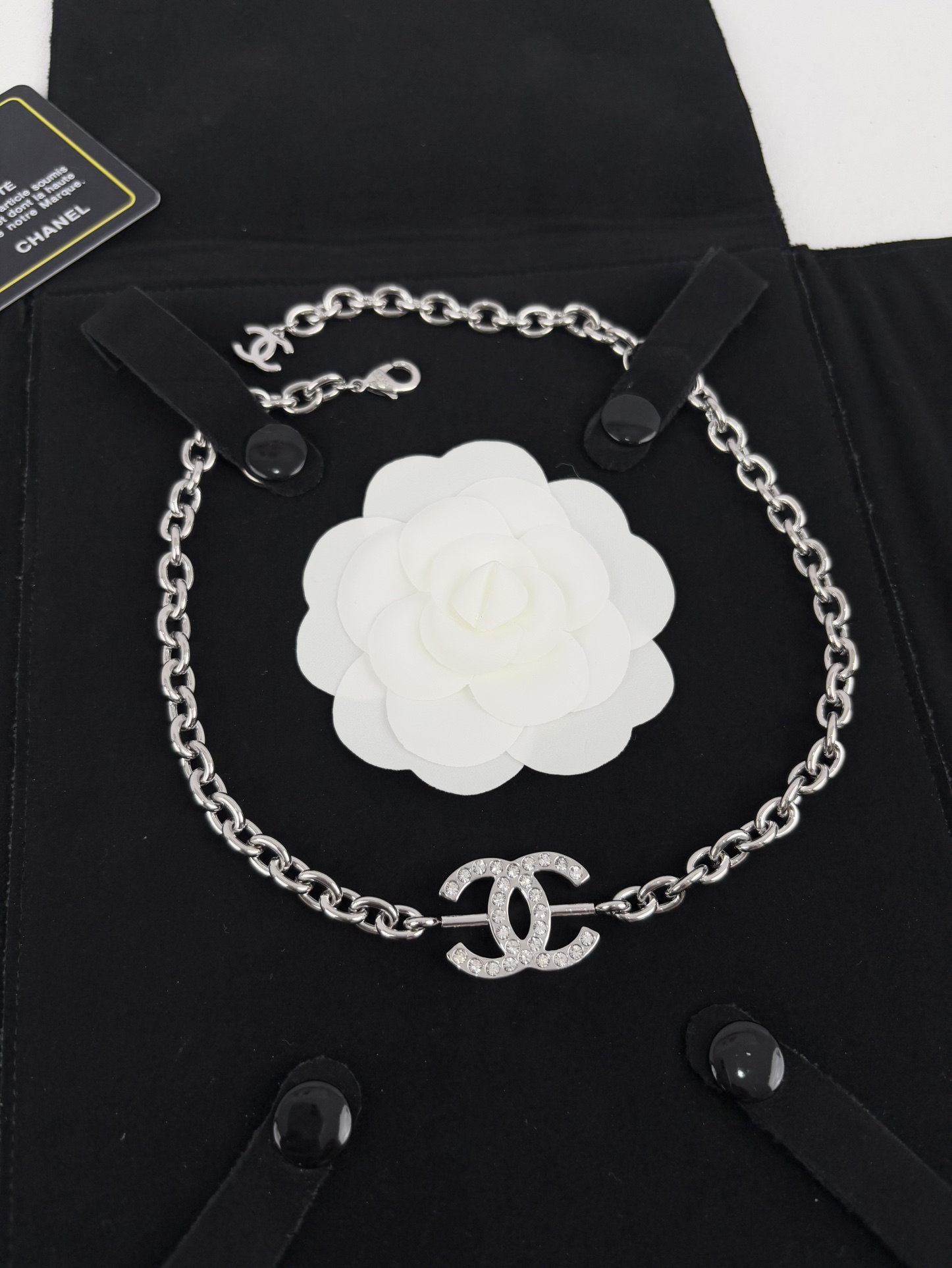 NO:104061,Xiaoxiang new style silver full diamond double c chain adjustable necklace, Chanel necklace, chanel, necklace19860909小香新款 银色满钻双c链条式可调节颈链项链,香奈儿项链,chanel,necklace,Jewelry
