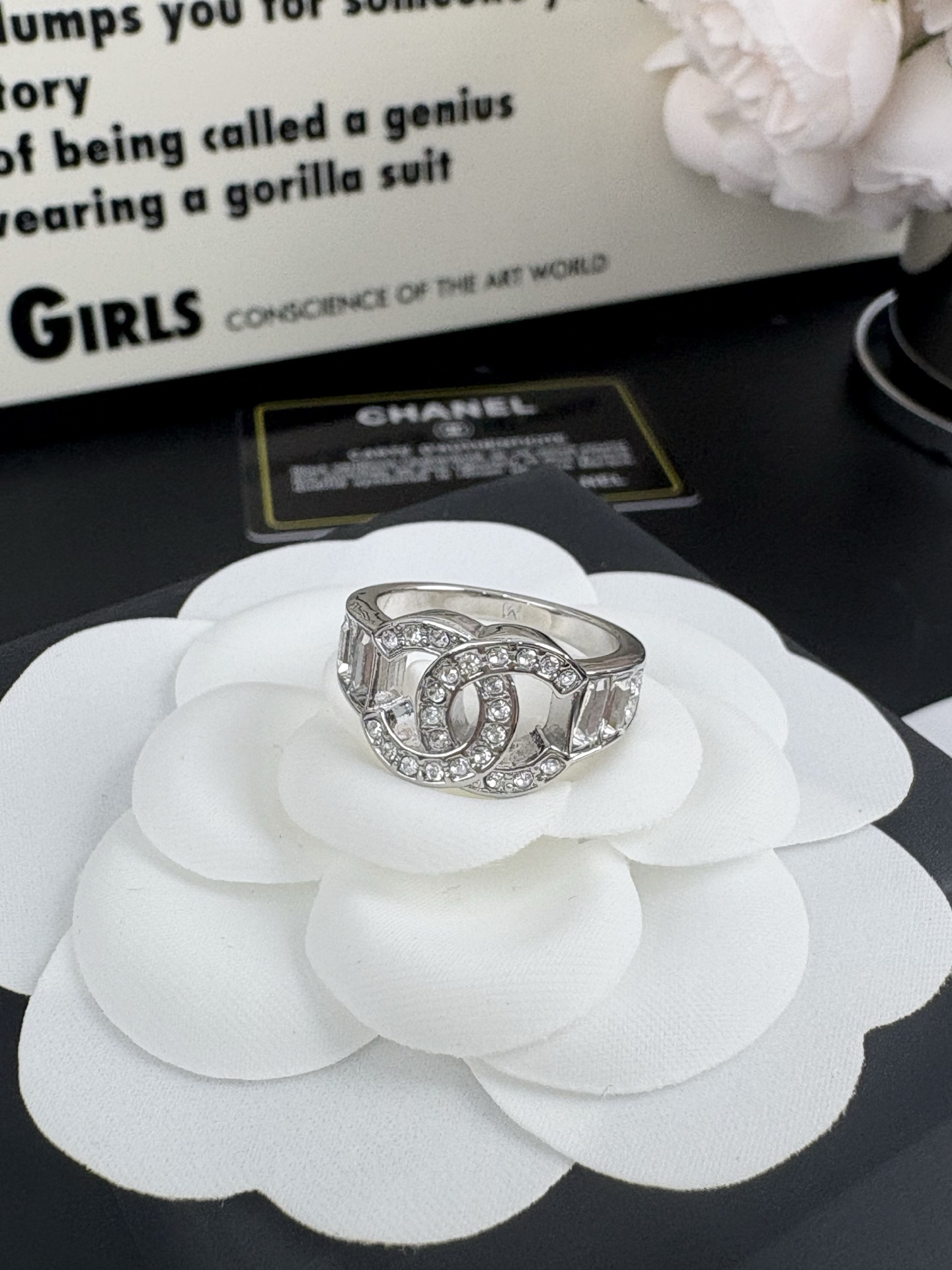 NO:104549,Xiaoxiang 25 new product silver full diamond ring 7 sizes, Chanel ring, chanel,ring19860909小香25新品 银色满钻 戒指 7码,香奈儿戒指,chanel,ring,Jewelry
