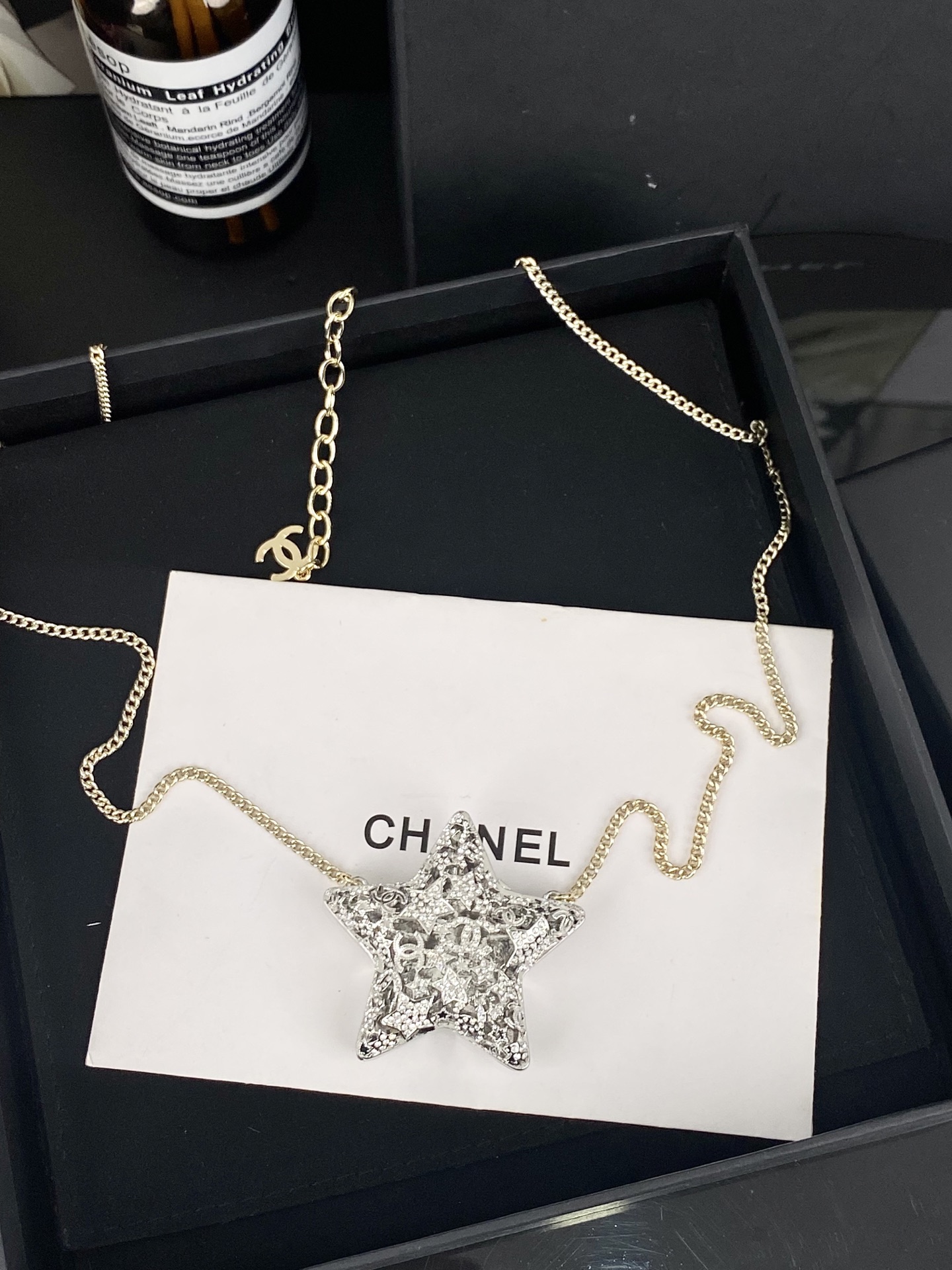CHANEL Necklace Five-pointed Star Double C Cutout Long