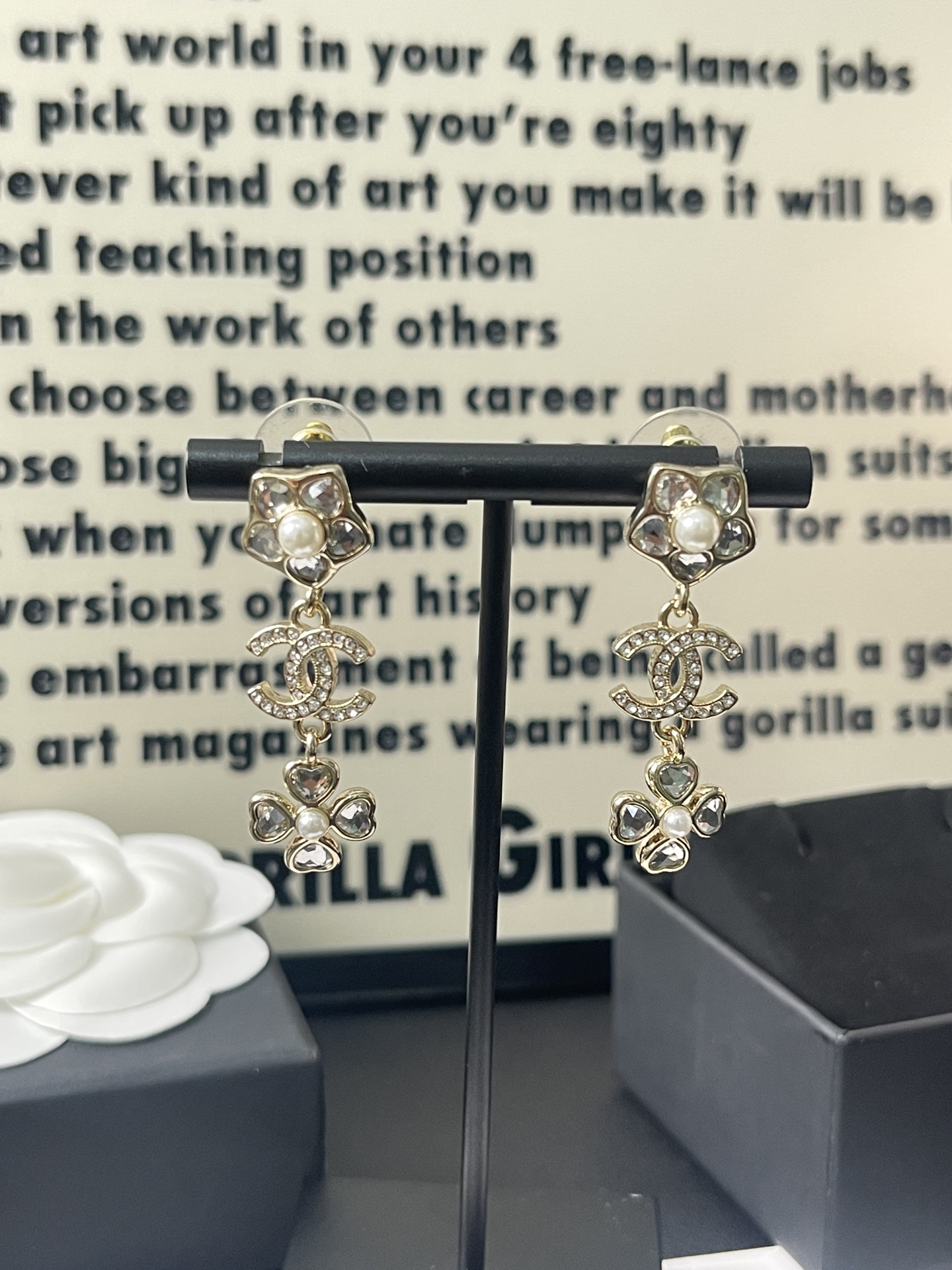 NO:361398,Xiaoxiang new style five-pointed star pearl double c love four-leaf clover tassel pendant earrings, chanel earrings, chanel, earrings19860909小香新款 五角星珍珠双c 爱心四叶草流苏吊坠耳耳环,香奈儿耳钉,chanel,earrings,Jewelry