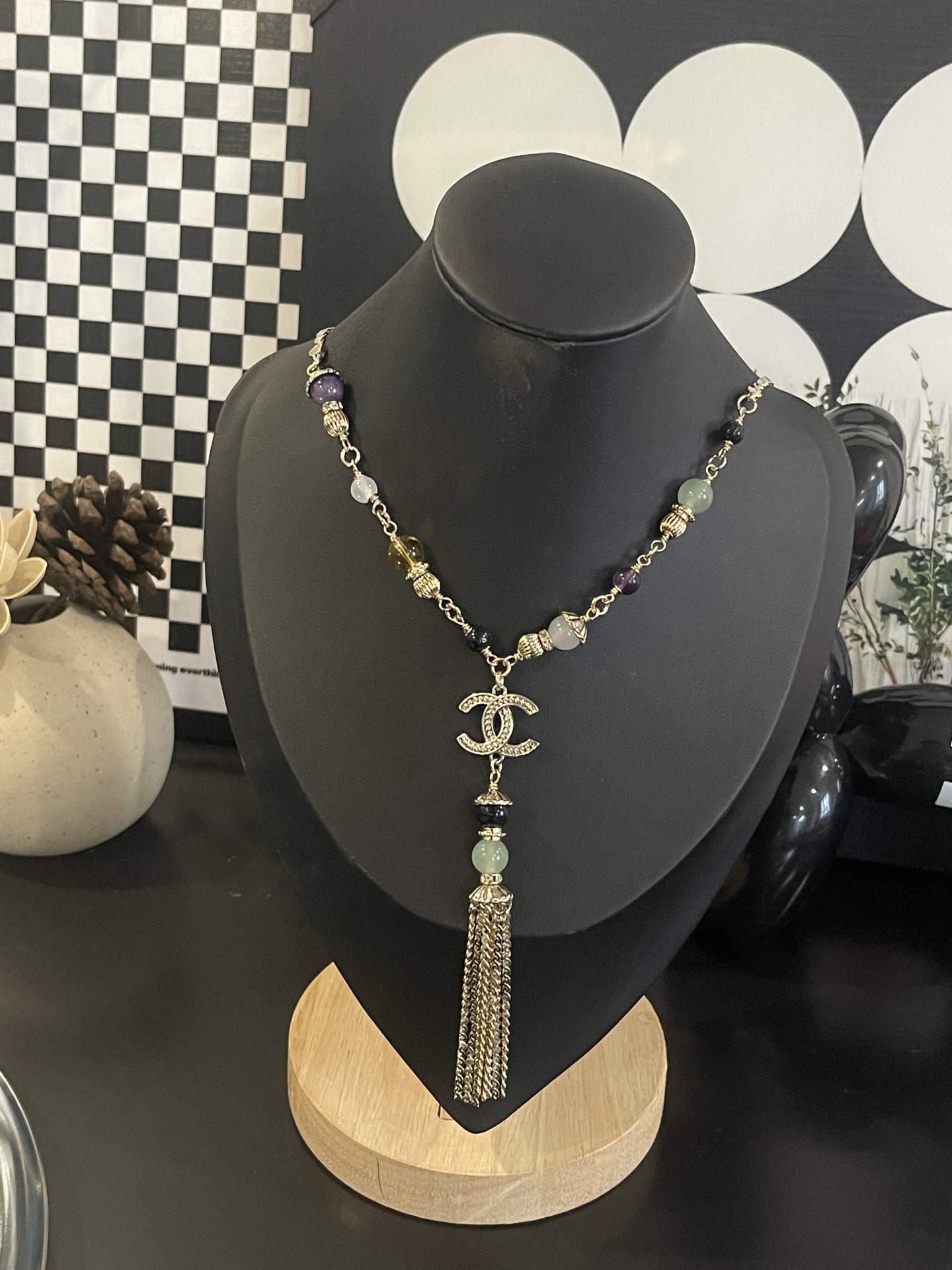 NO:361760,Xiaoxiang new style glass beads long tassel hand-beaded long pendant necklace sweater chain, Chanel necklace, chanel, sweaters, necklace19860909小香新款 琉璃珠长款流苏手工串珠长款吊坠项链毛衣链,香奈儿项链,chanel,sweaters,necklace,Jewelry