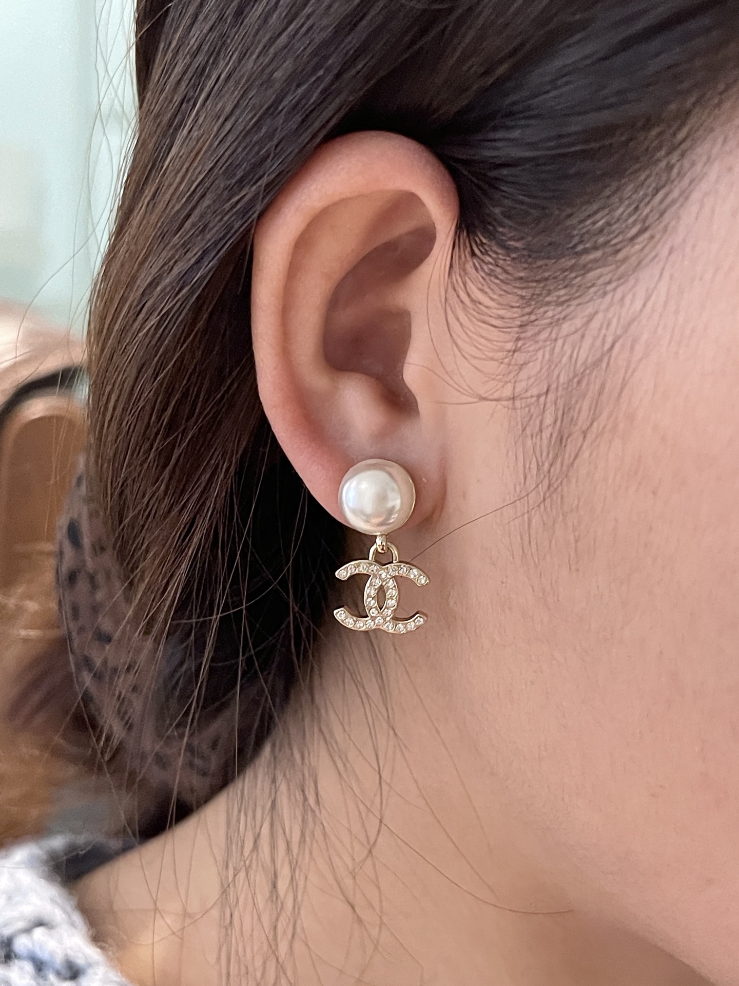 Chanel Chanel 珍珠双C满钻 吊坠耳环