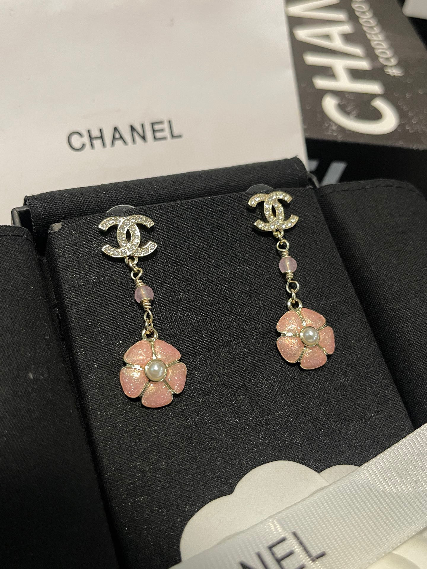 Chanel Chanel 山茶花珐琅吊坠耳钉