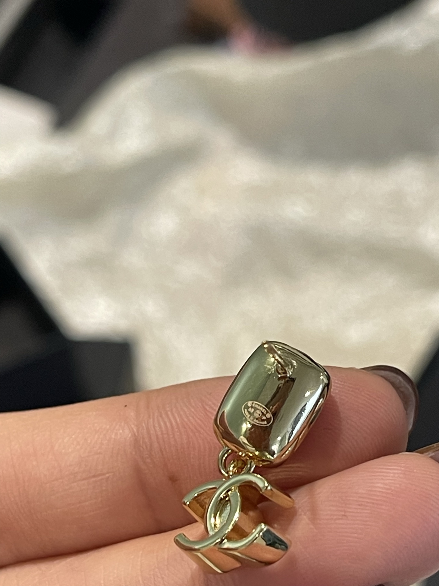 Chanel Chanel 几何菱格纹 光面吊坠方块耳钉