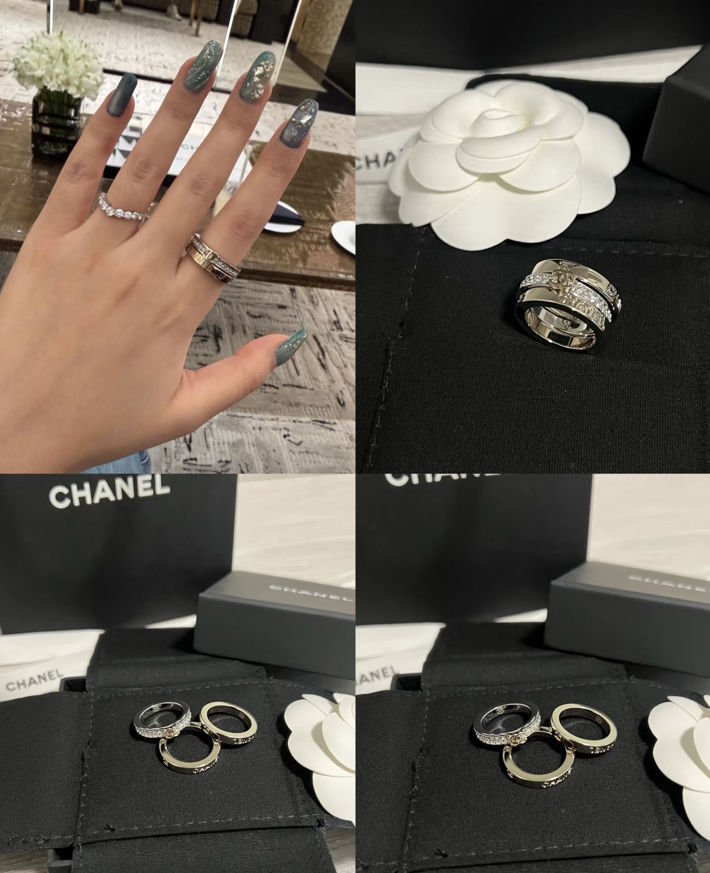Chanel Chanel 26P 光面镶钻 浮雕三合一戒指目前只有8#