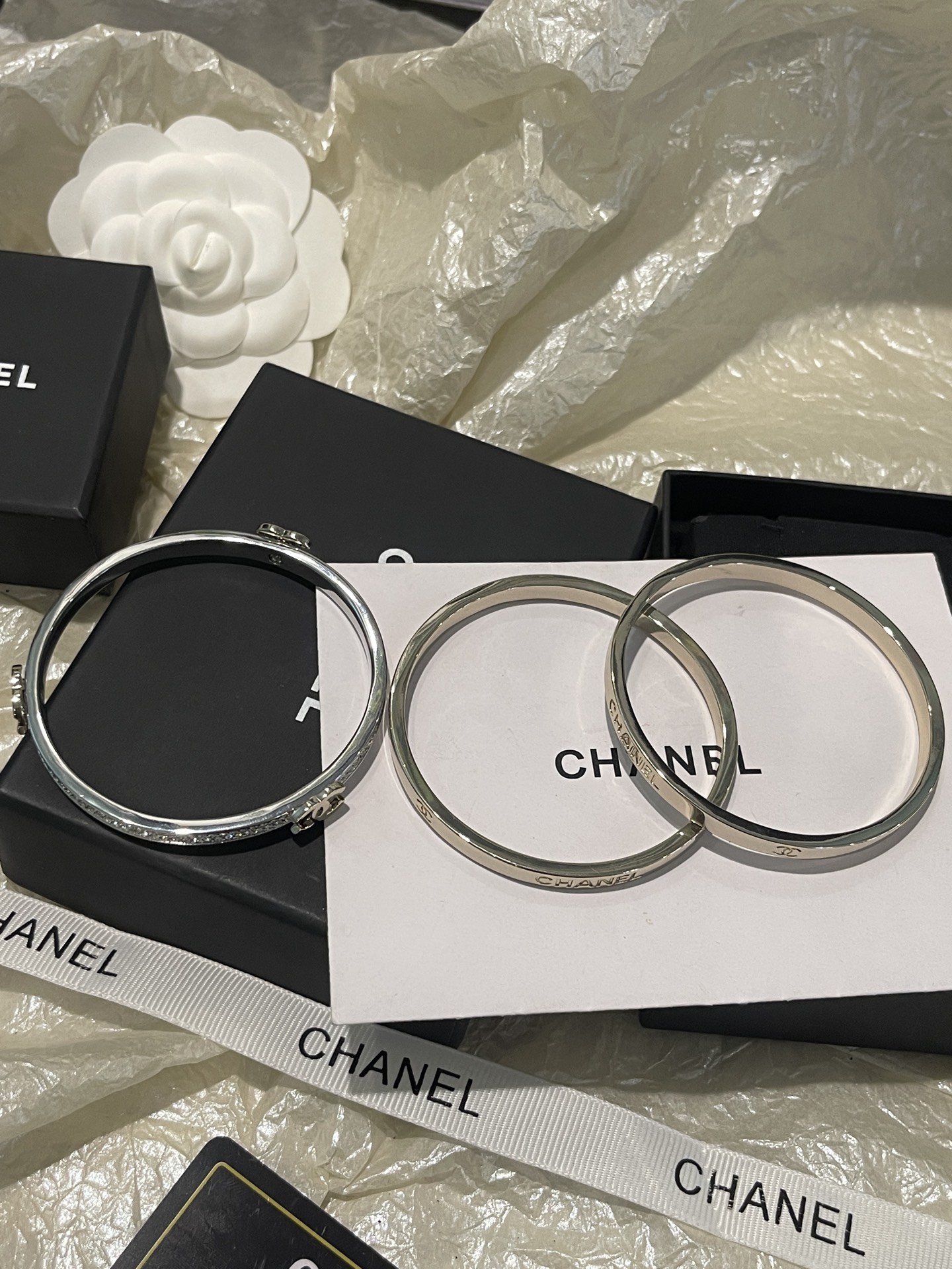 Chanel Chanel 26P 满钻双C光面 三合一套装手镯