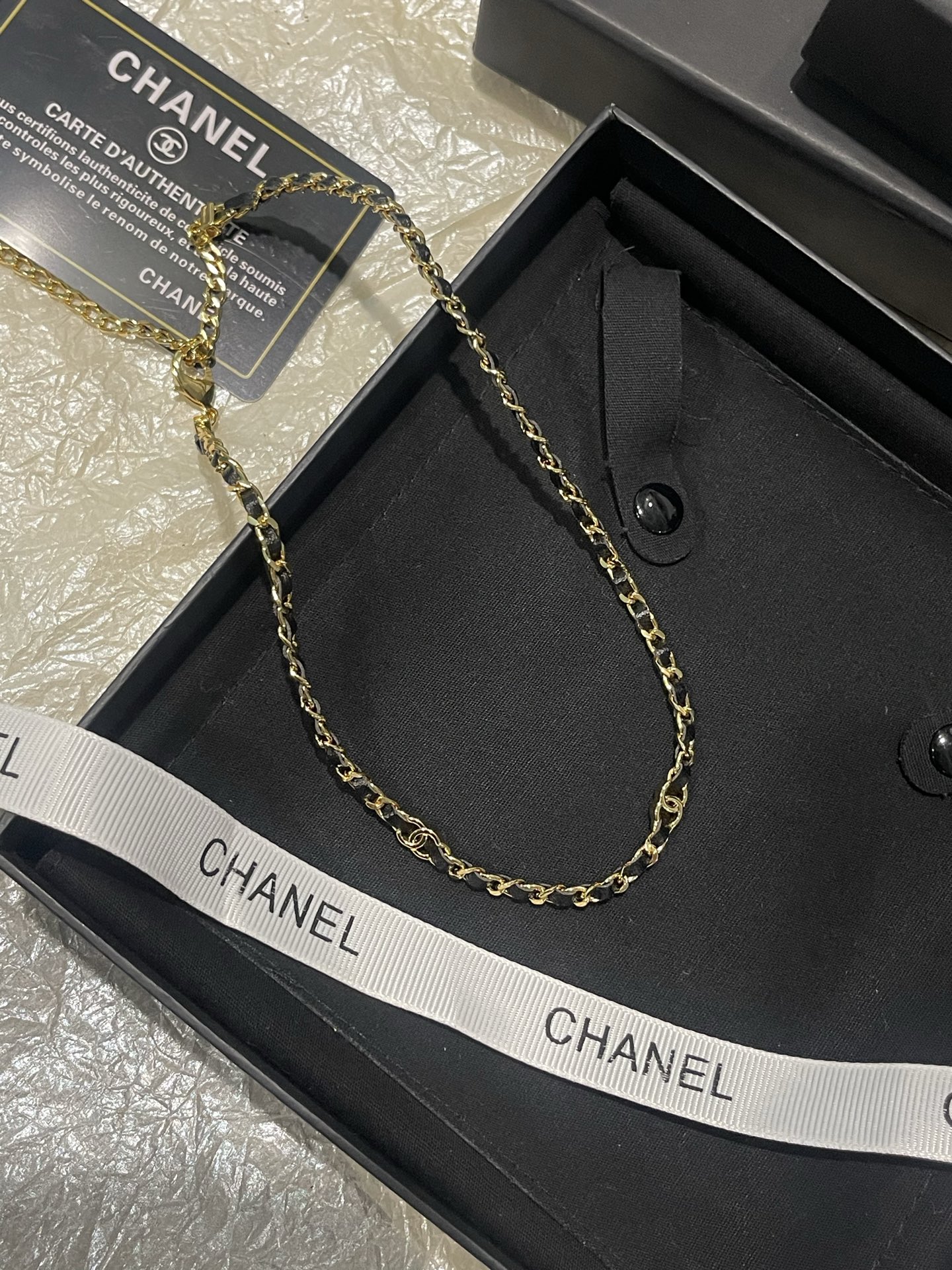 Chanel Chanel 穿皮光面小C 细链叠戴颈链项链
