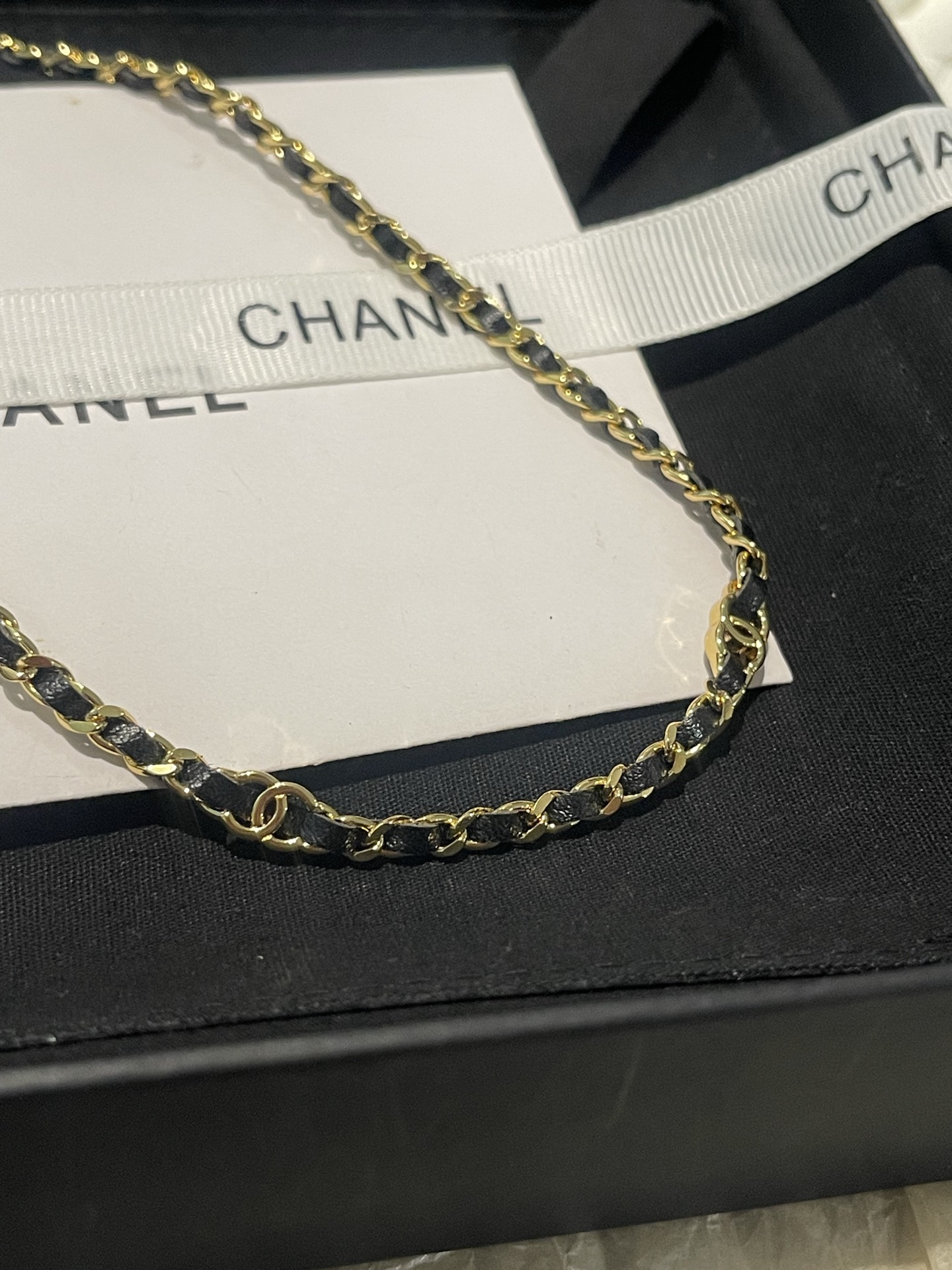Chanel Chanel 穿皮光面小C 细链叠戴颈链项链