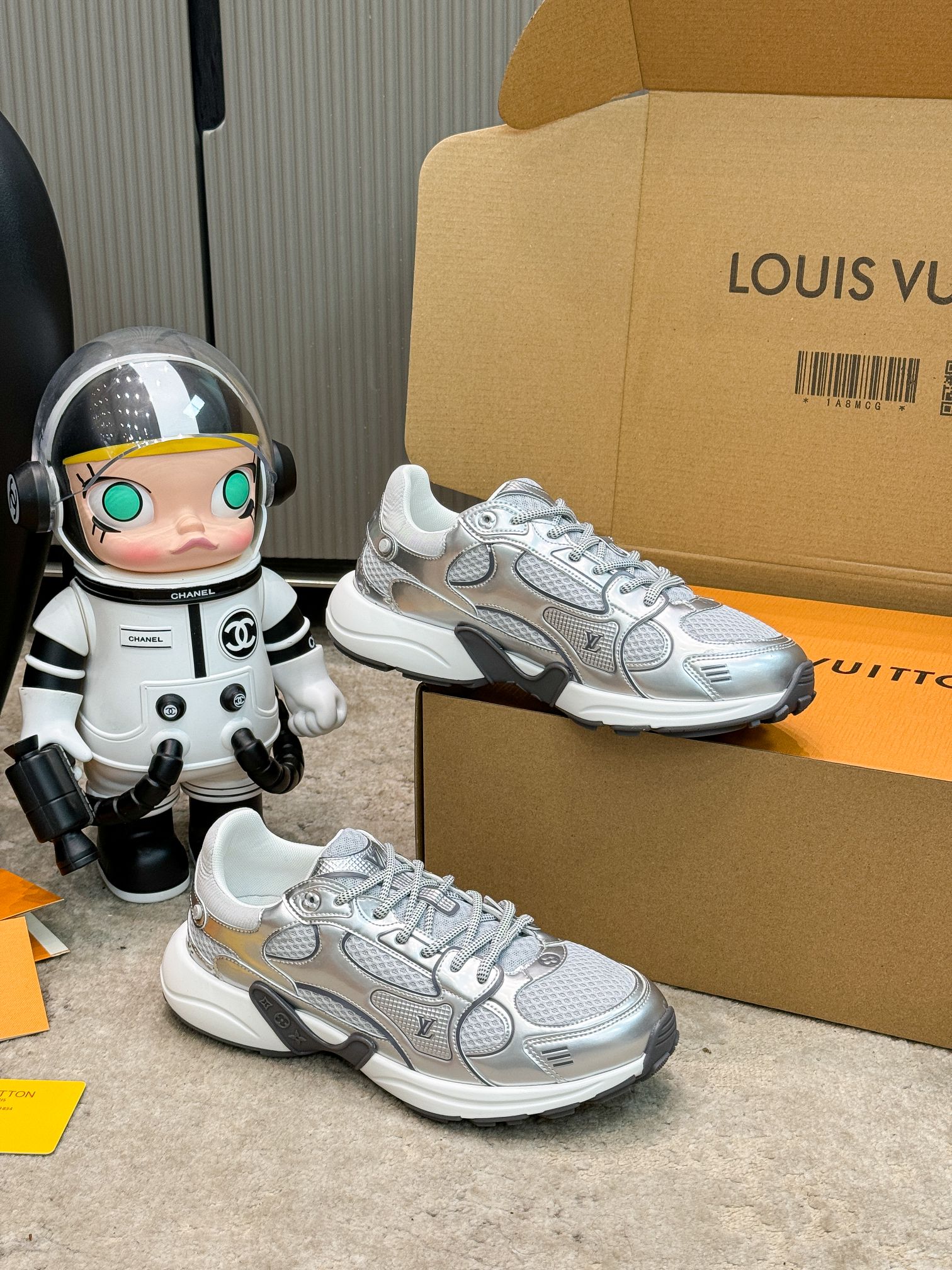 Louis Vuitton Olympia Silver Sneakers Couple Style - Size 36-45 5 a1743359356016 0264