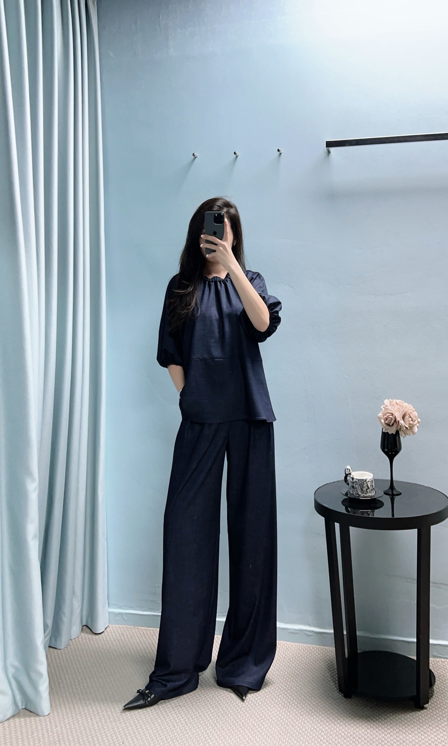 # With a bang-up nailed jeans
