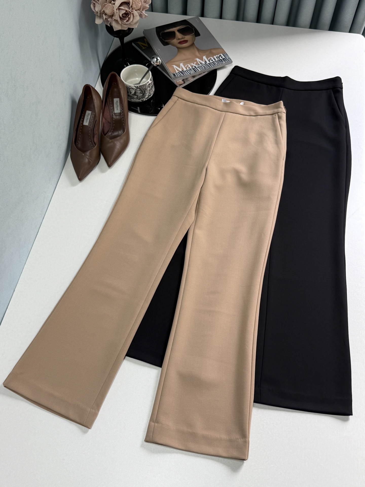 Custom-Made Wool Mix Women’s Pants: Super Thick and Thin with Hidden Zipper – Black Quaker, Sizes 36S-42XL