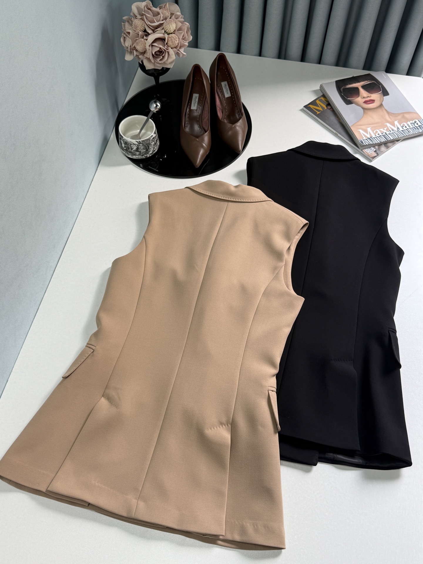 “Custom Wool Suit with Classic Style and Elegant Details in Black Khaki – P960 Collection” - 图片 8