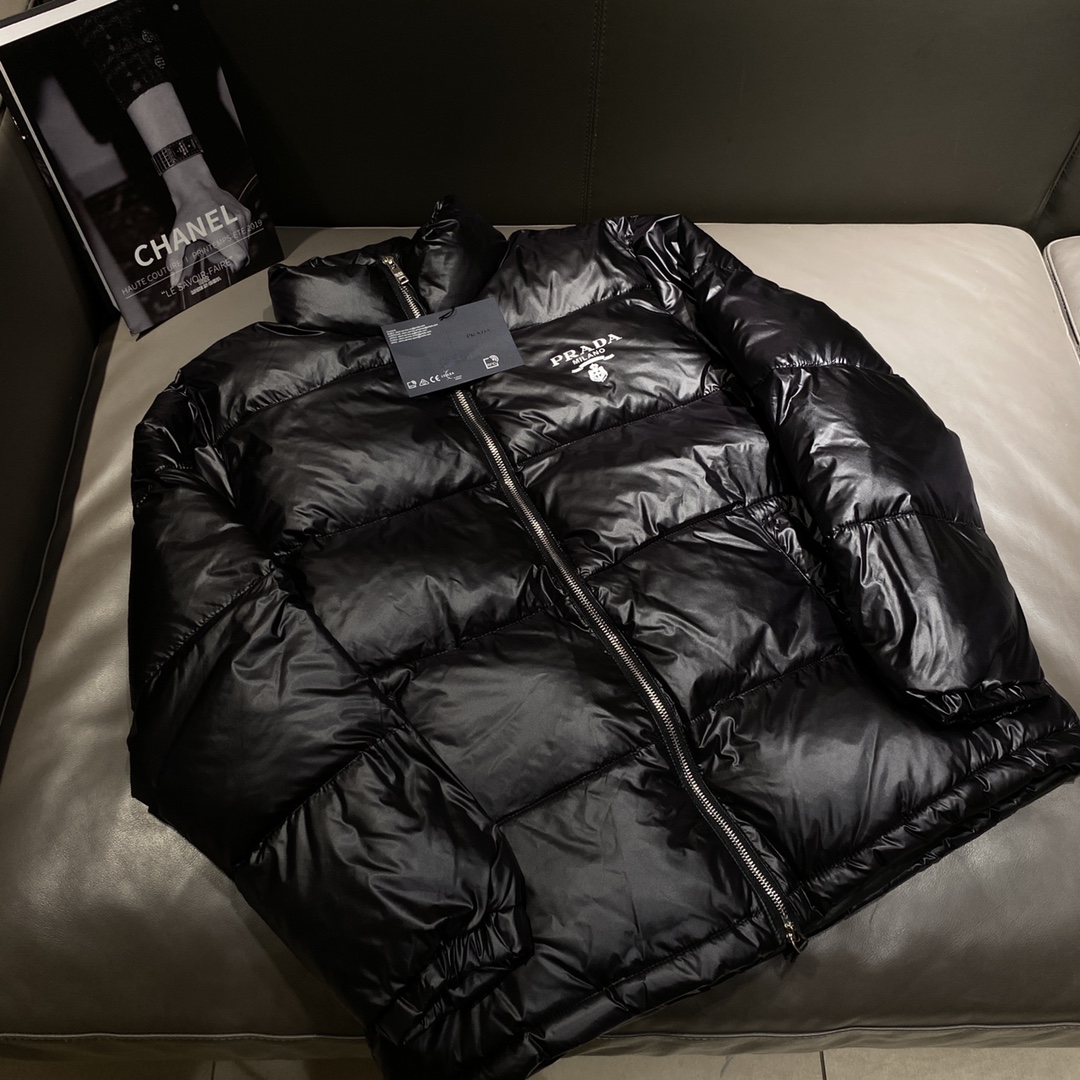 Prada 24AF Crown Goose Down 90 Chaqueta de plumón ultragruesa y cálida de calidad de fábrica M-4XL