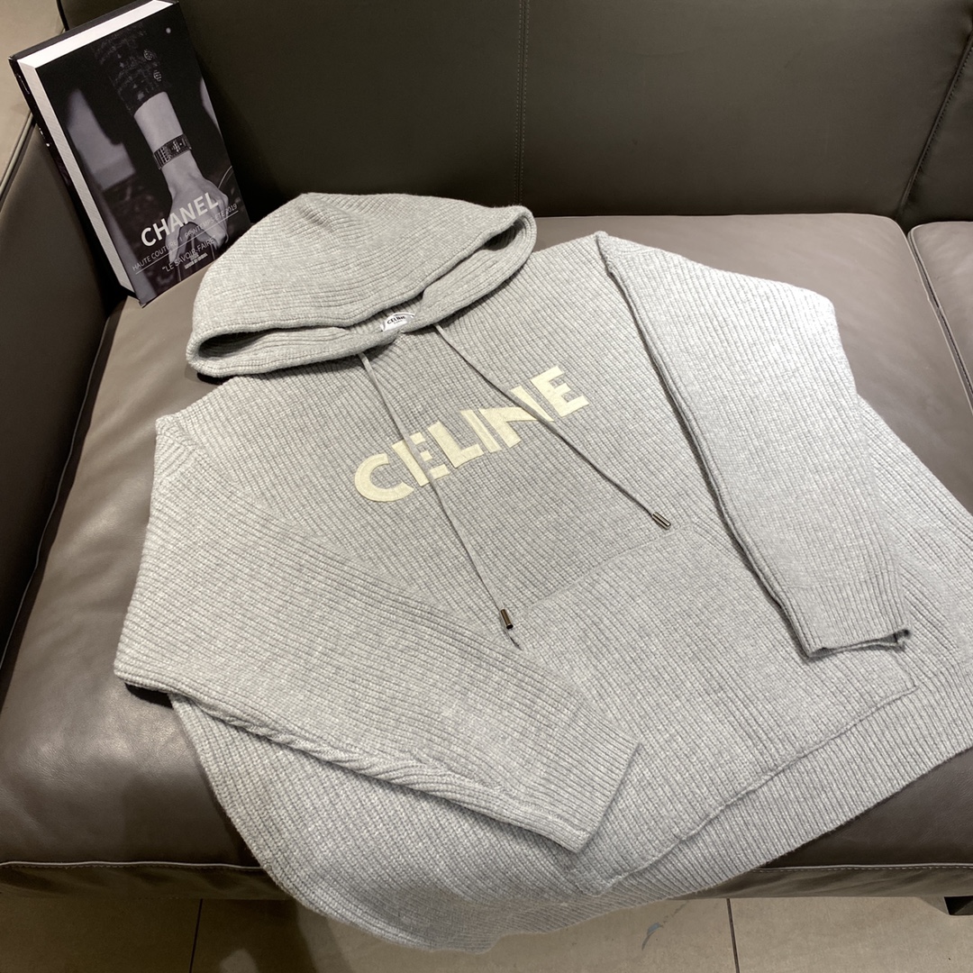 Celine 赛琳 25ss nuevo otoño-invierno suéter con capucha bordado con logotipo de letras, unisex, versión alta. Tallas: S.…