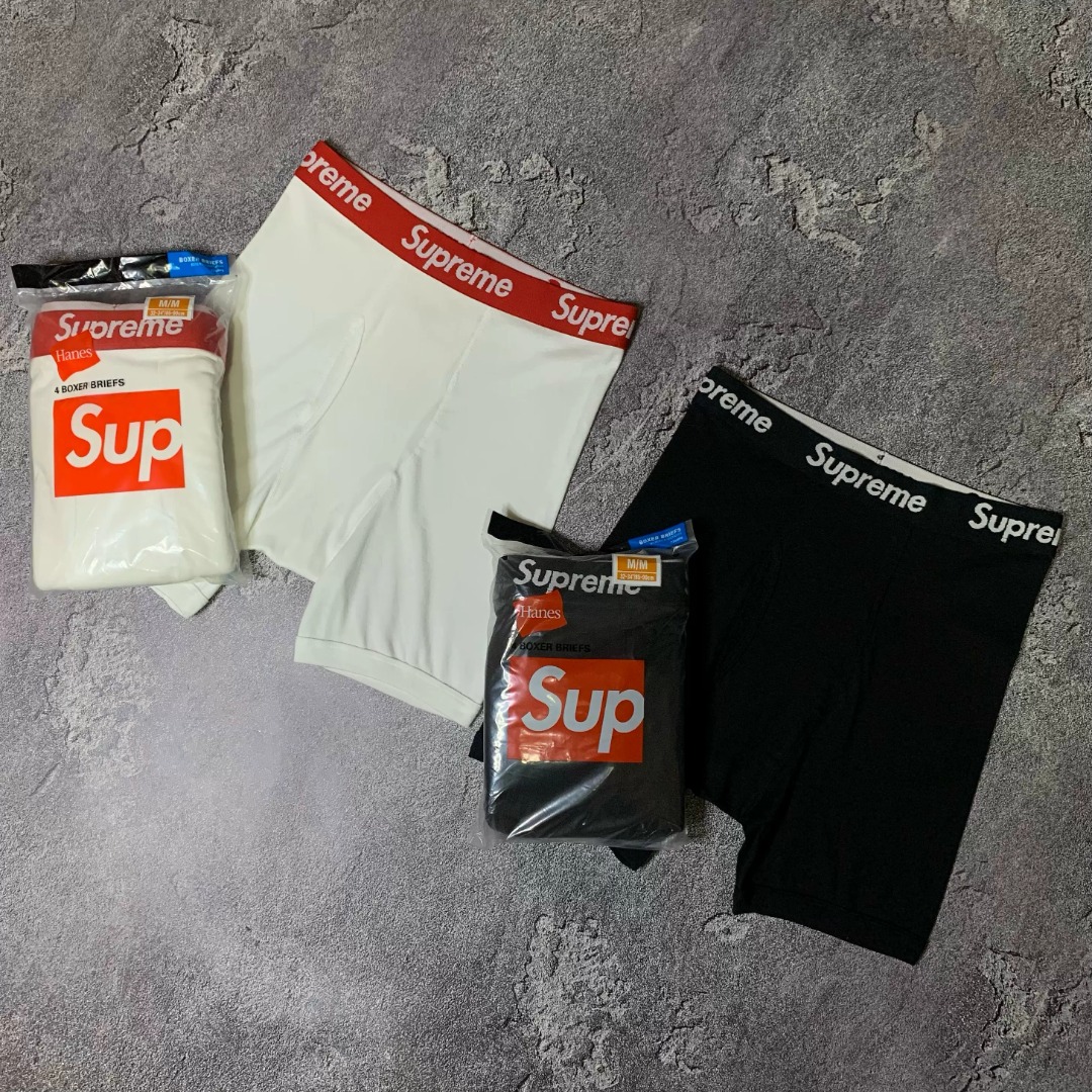 SuPreme内裤男女基础款加长 美潮平角裤纯棉四角裤尺码S-XL当潮牌SuPreme遇上舒适内裤，型男