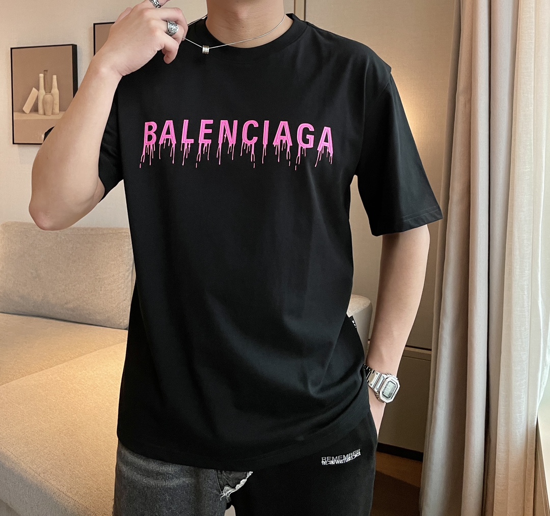 Balenciaga Clothing T-Shirt Online Sales
 Combed Cotton Summer Collection Short Sleeve