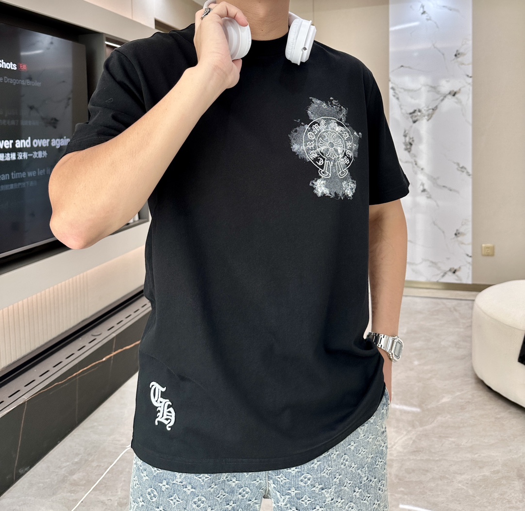 Chrome Hearts Clothing T-Shirt Embroidery Unisex Cotton Spring/Summer Collection