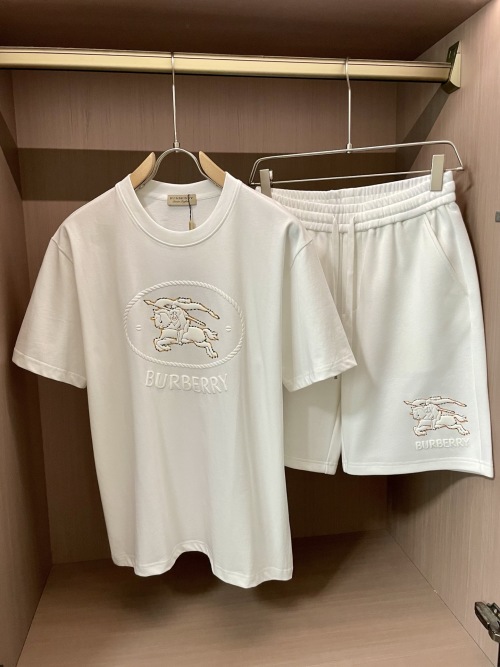 Burberry Men's White Cotton Logo T-Shirt and Shorts Set, Luxury Casual Wear 1 Burberry Men's White Cotton Logo T-Shirt and Shorts Set, Luxury Casual Wear