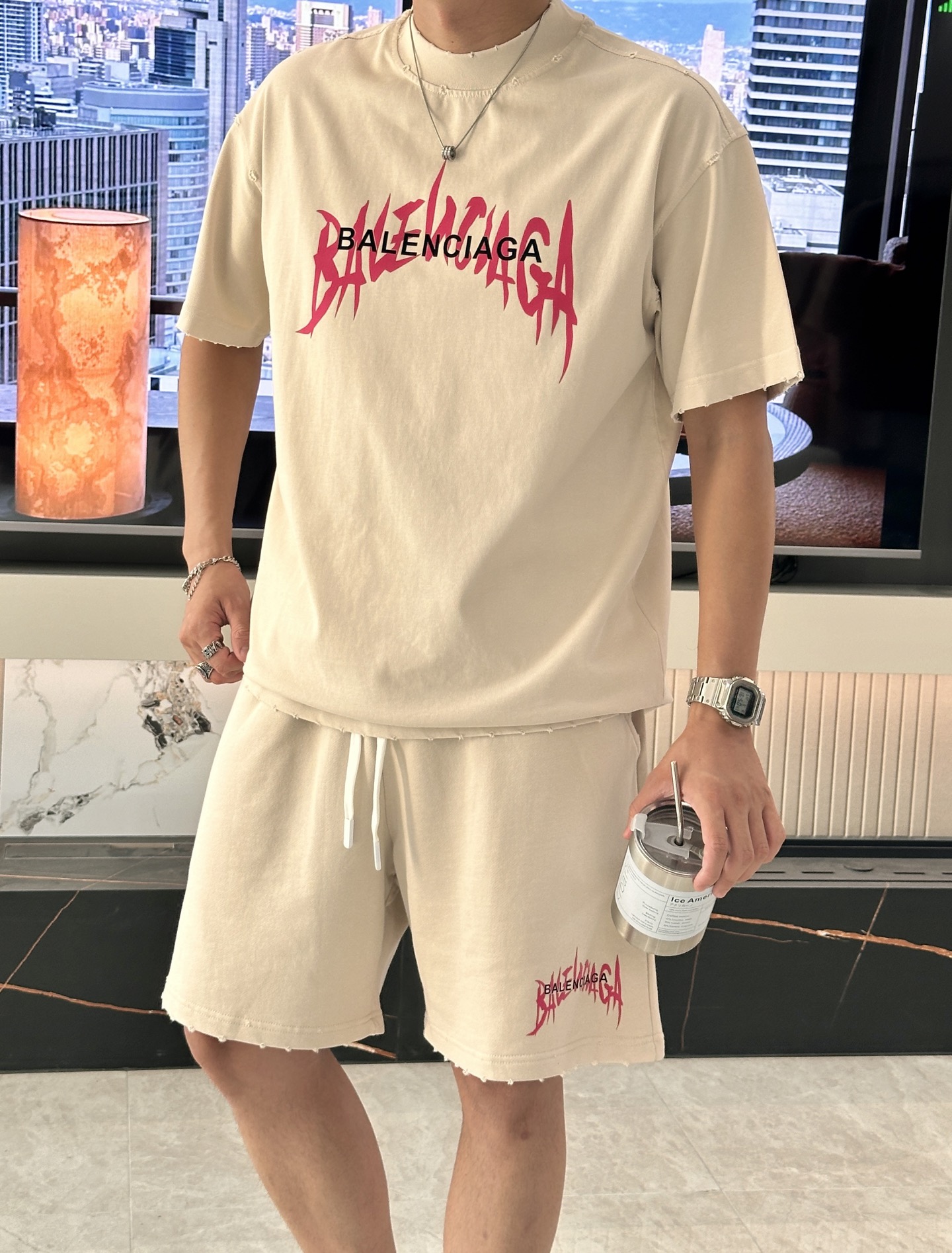 巴黎世家 圆领短袖短裤套装 半袖套装顶级版本贸易公司渠道订单，海外精品独家限定发售，经典即永恒，入手绝对