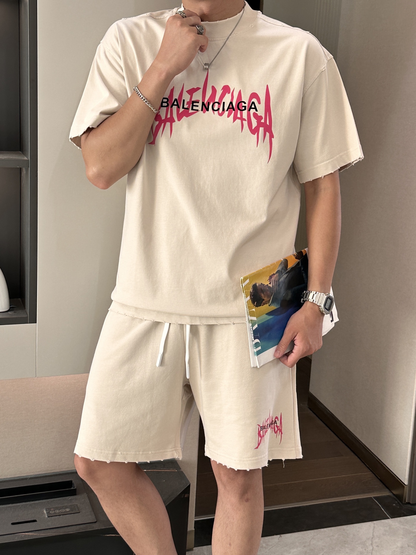 巴黎世家 圆领短袖短裤套装 半袖套装顶级版本贸易公司渠道订单，海外精品独家限定发售，经典即永恒，入手绝对