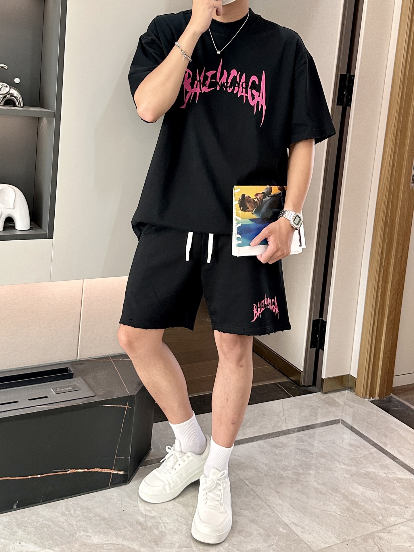 巴黎世家 圆领短袖短裤套装 半袖套装顶级版本贸易公司渠道订单，海外精品独家限定发售，经典即永恒，入手绝对