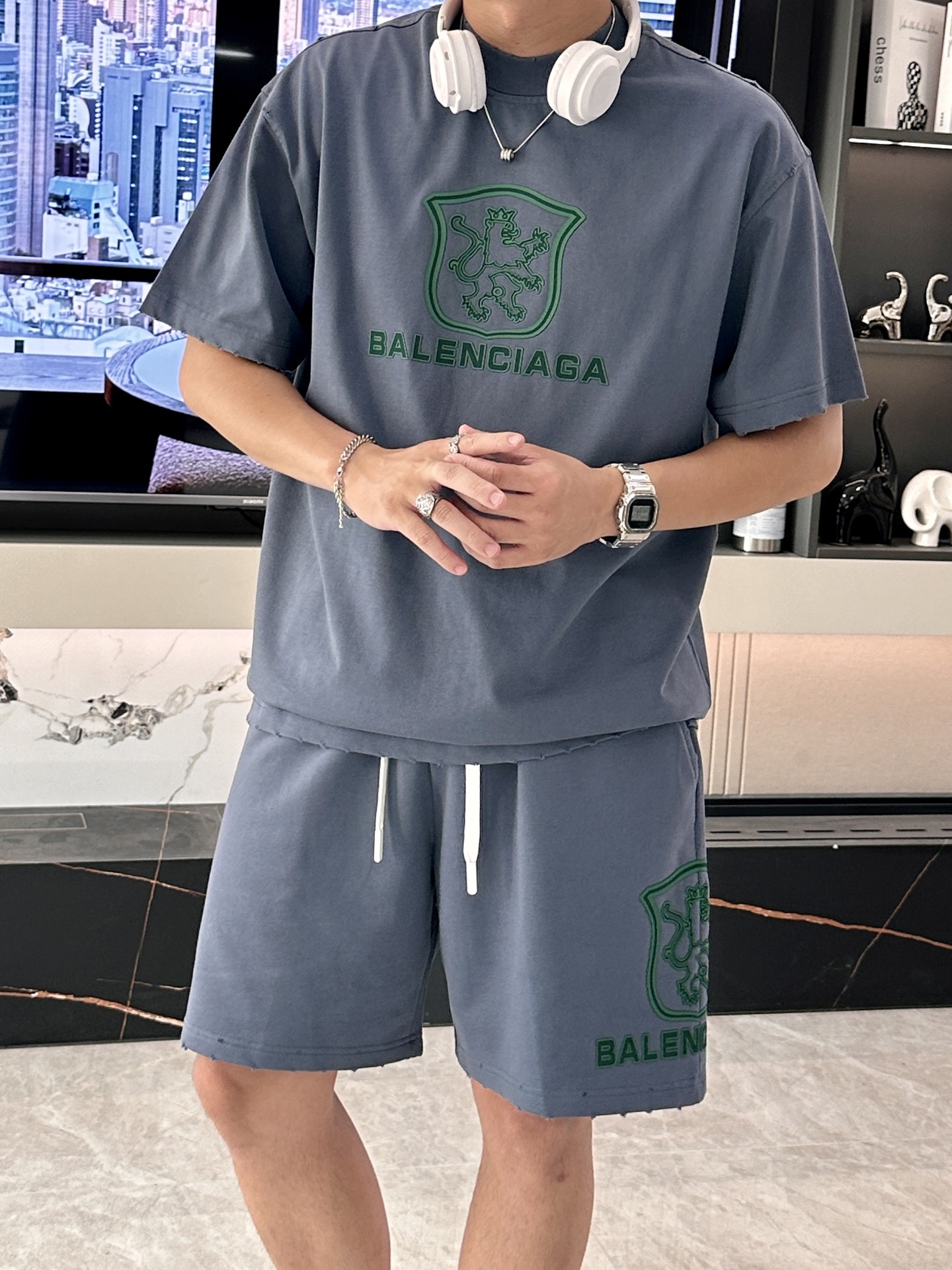 巴黎世家 圆领短袖短裤套装 半袖套装顶级版本贸易公司渠道订单，海外精品独家限定发售，经典即永恒，入手绝对