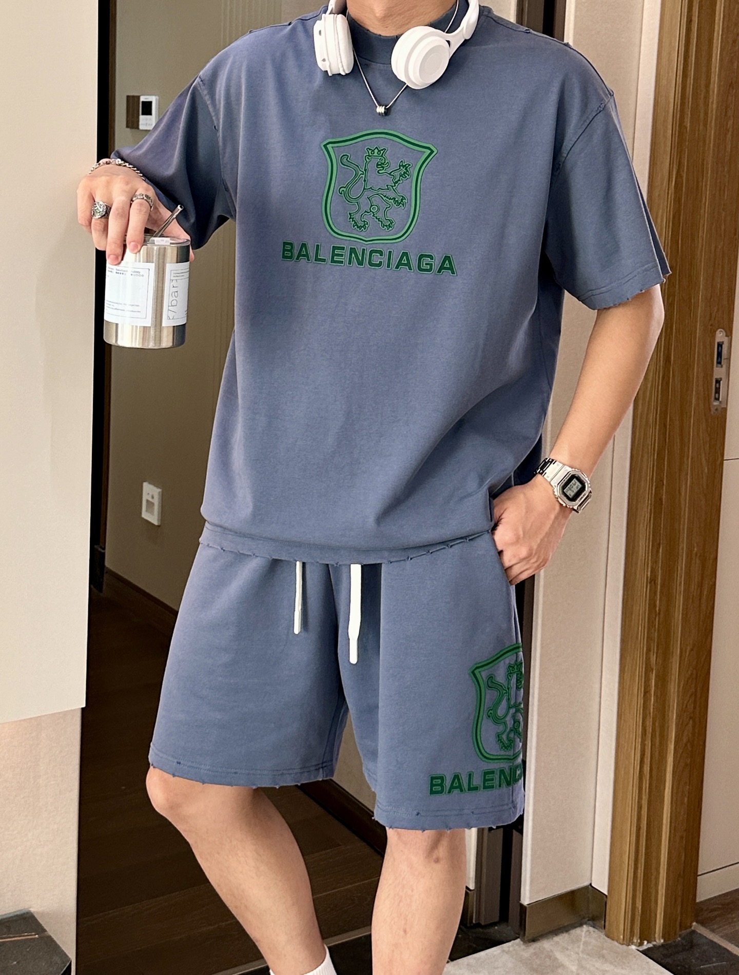 巴黎世家 圆领短袖短裤套装 半袖套装顶级版本贸易公司渠道订单，海外精品独家限定发售，经典即永恒，入手绝对