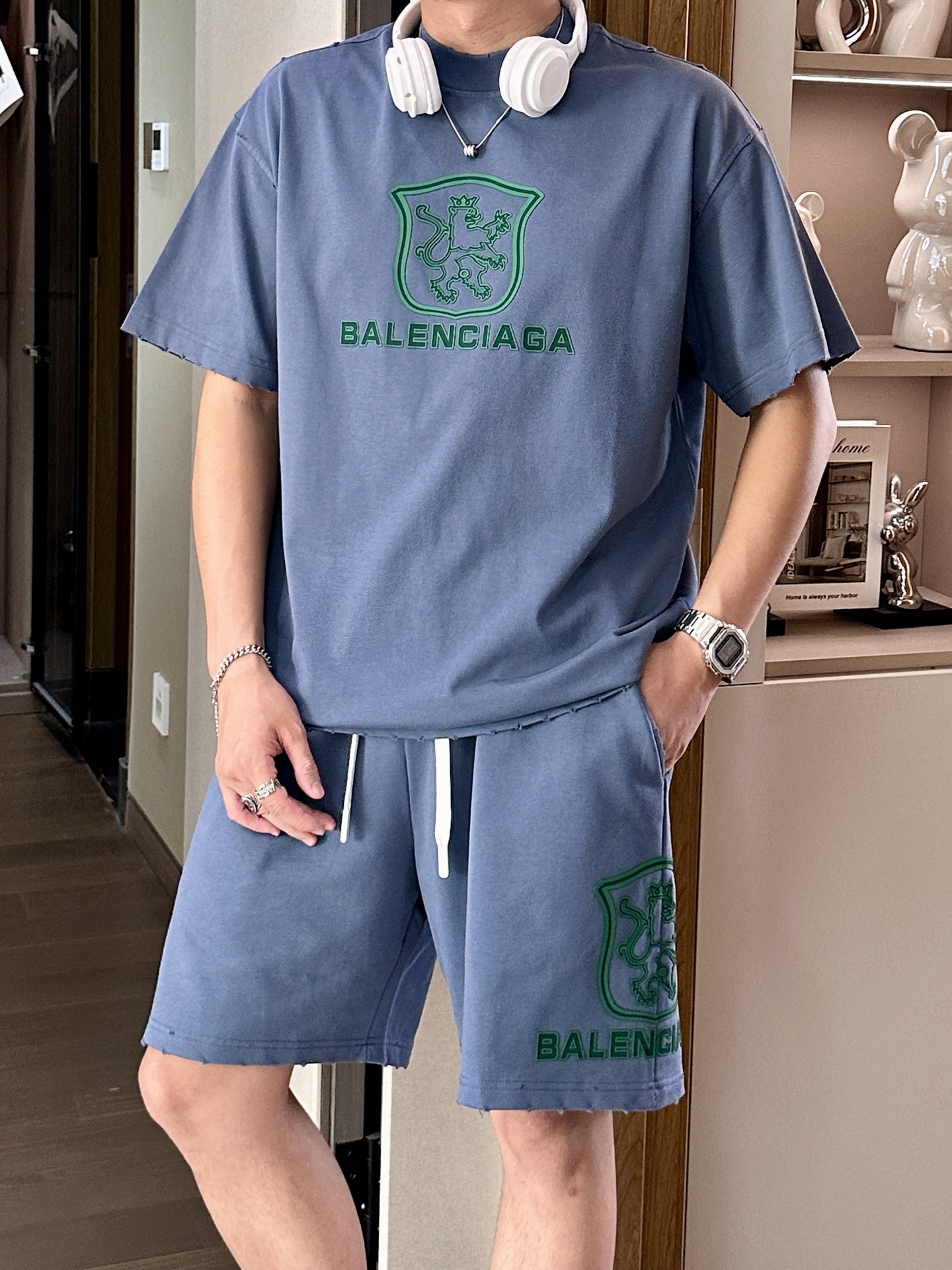 巴黎世家 圆领短袖短裤套装 半袖套装顶级版本贸易公司渠道订单，海外精品独家限定发售，经典即永恒，入手绝对