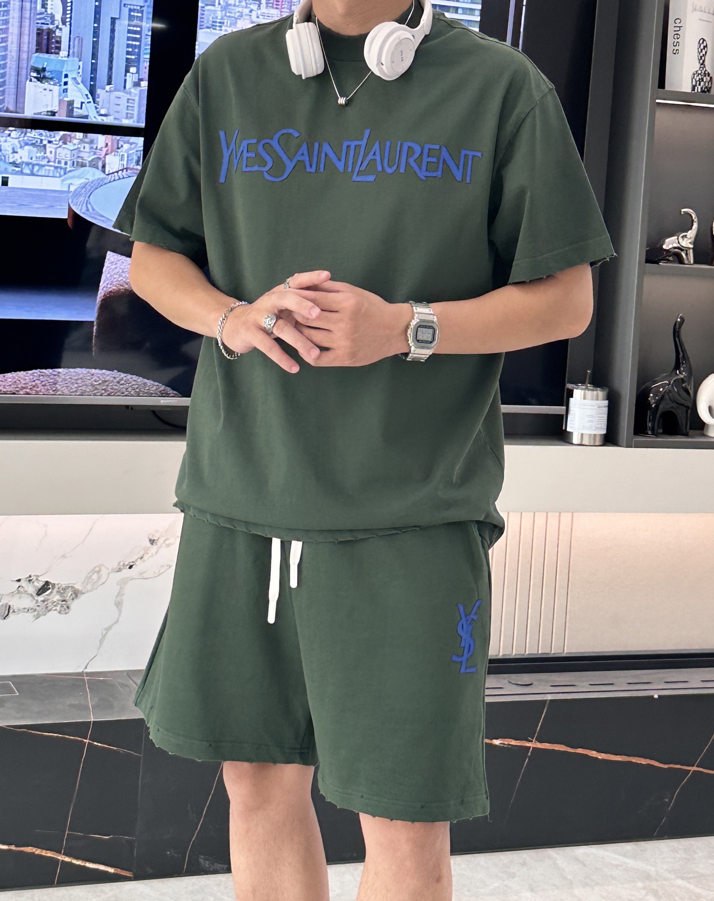 圣罗兰 圆领短袖短裤套装 半袖套装顶级版本贸易公司渠道订单，海外精品独家限定发售，经典即永恒，入手绝对值