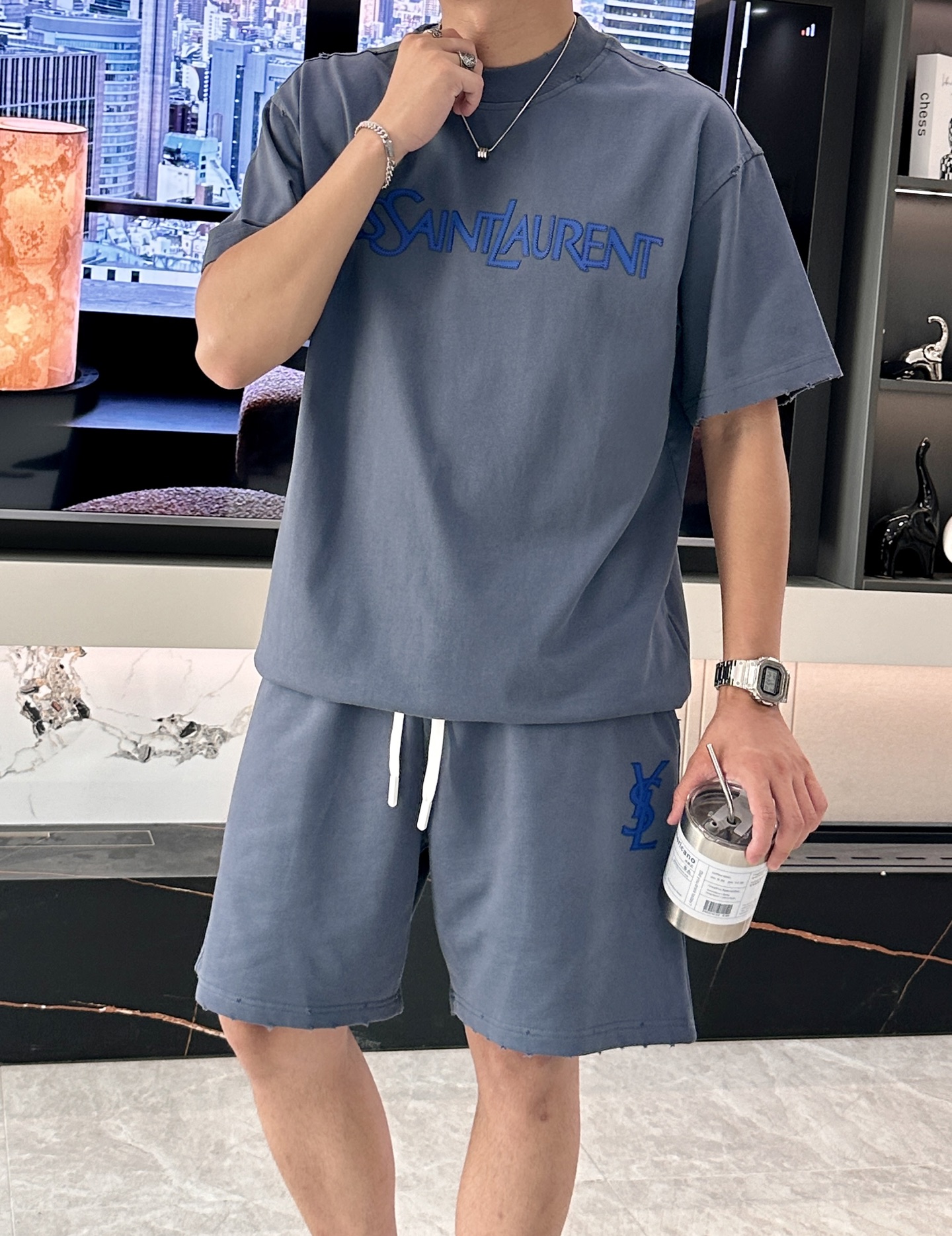 圣罗兰 圆领短袖短裤套装 半袖套装顶级版本贸易公司渠道订单，海外精品独家限定发售，经典即永恒，入手绝对值