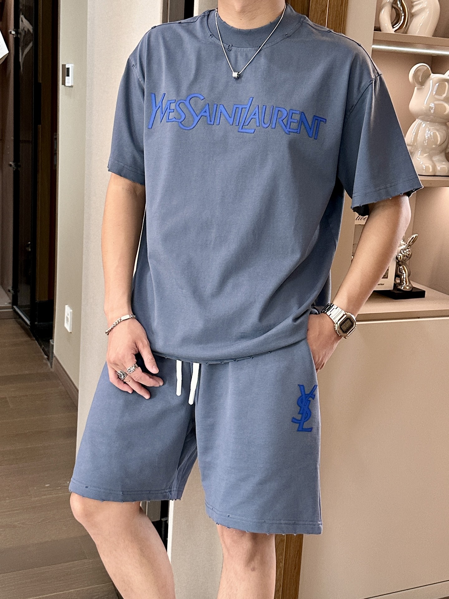 圣罗兰 圆领短袖短裤套装 半袖套装顶级版本贸易公司渠道订单，海外精品独家限定发售，经典即永恒，入手绝对值