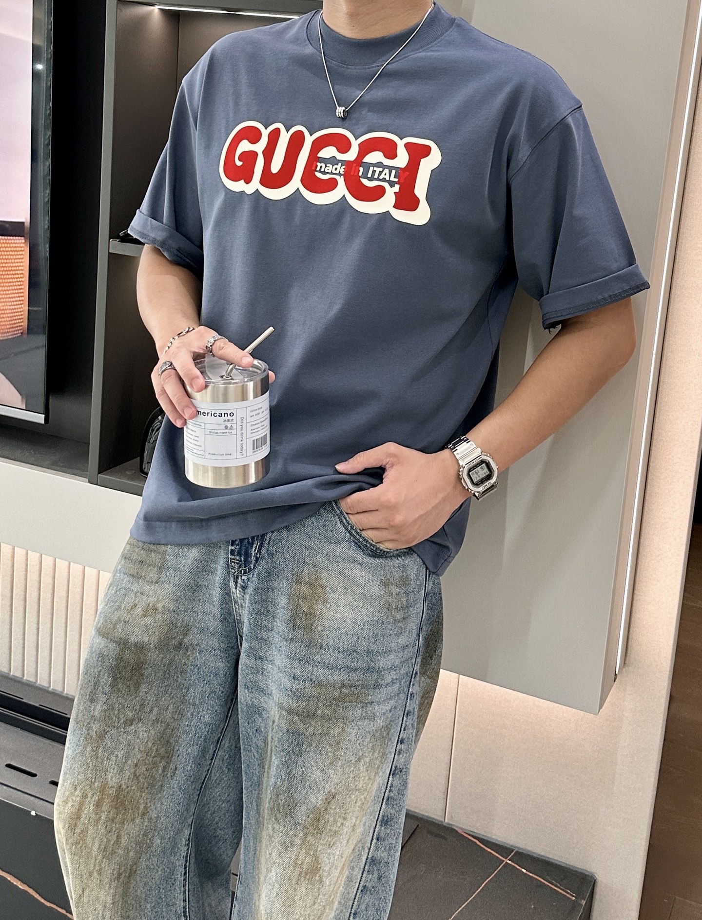 尺码S-XXXL(偏大两个码)
Gucci这波「复古炸弹」把男生审美卷疯了💥
谁懂啊!灰蓝T+立