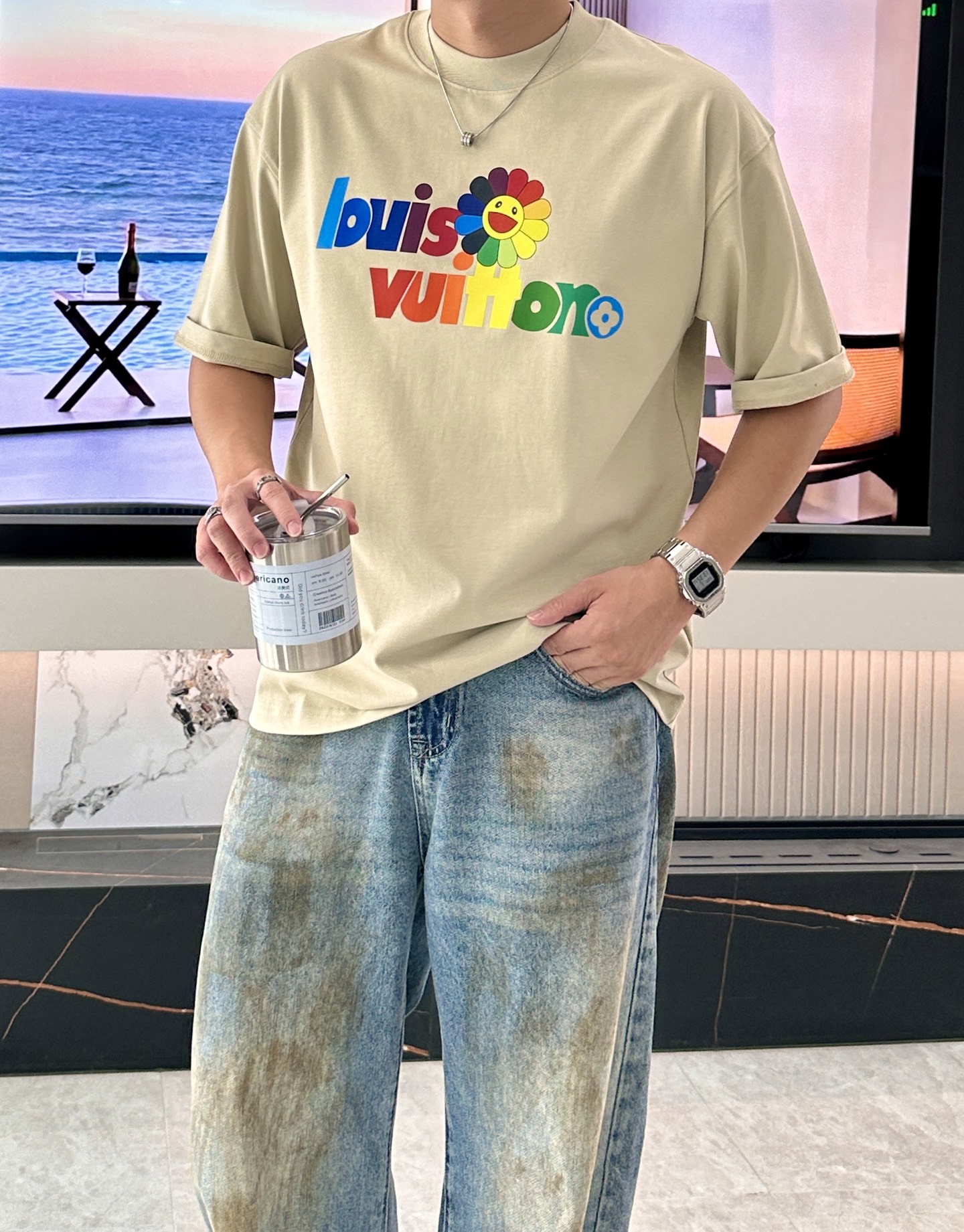 尺码s-xxxl(偏大两个码)LV村上隆联名 | 把彩虹穿在身上🌈救命！LV和村上隆这波联名又鲨疯了‼️