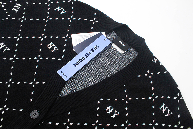 Korean MLB Hsien Star Couple’s Cream Card Black Sweater Jacket SM XL. - 图片 6