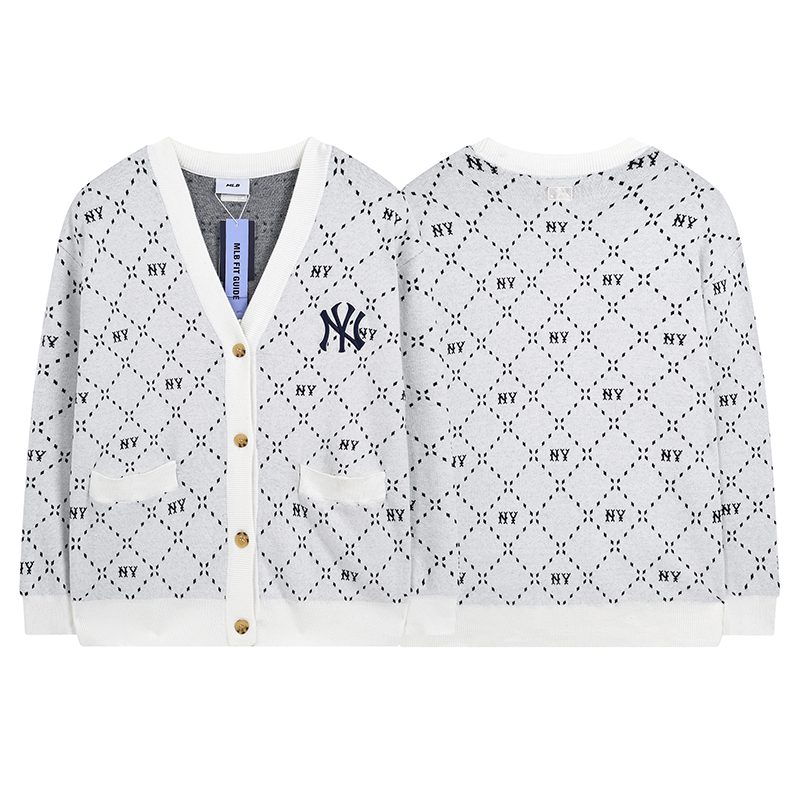 Korean MLB Hsien Star Couple’s Cream Card Black Sweater Jacket SM XL. - 图片 3