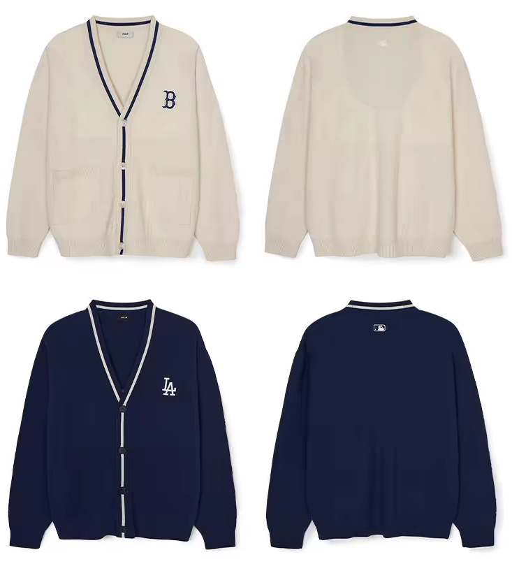 MLB Lovers Stereo Sculptor Knit Jackets in White and Blue, Sizes S-XL
