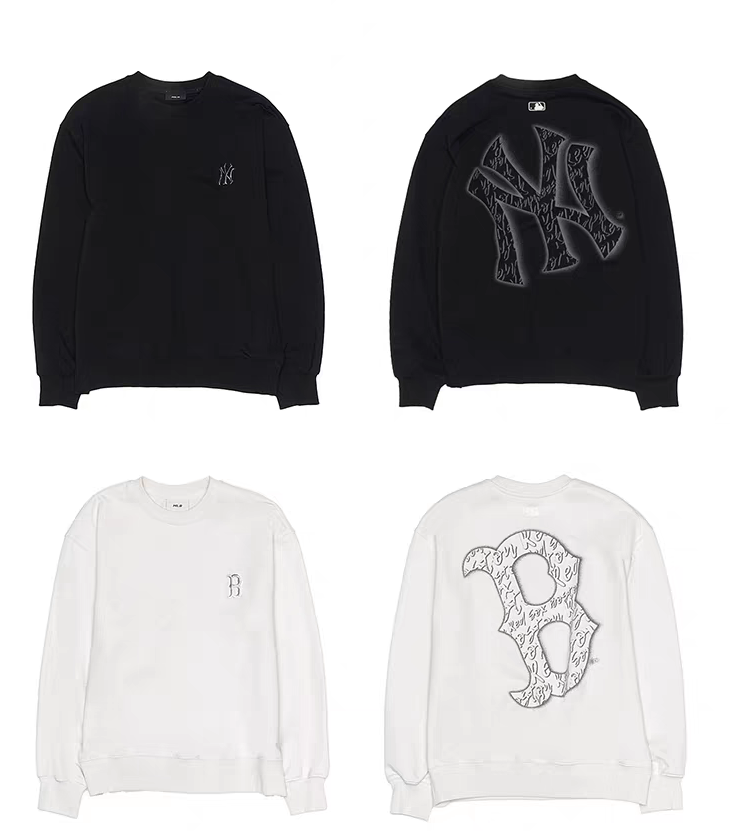 MLB Couple Fashion Simple Retro Back Logo Crew Neck Pullover Sweatshirt