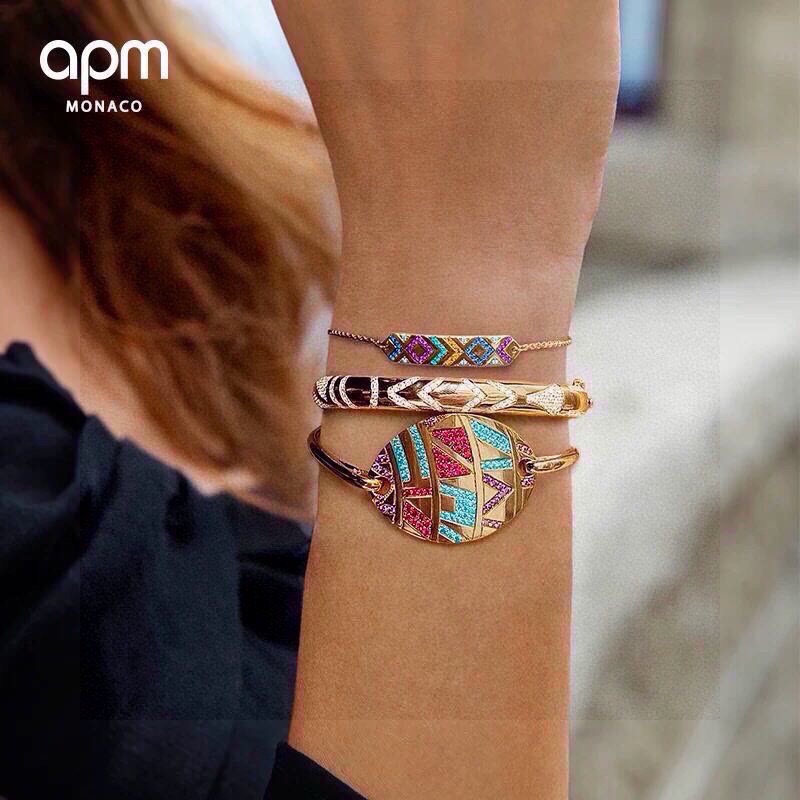 APM Monaco Colorful Stripe Bracelet, Geometric Design Stylish Couple - Jewelry 5