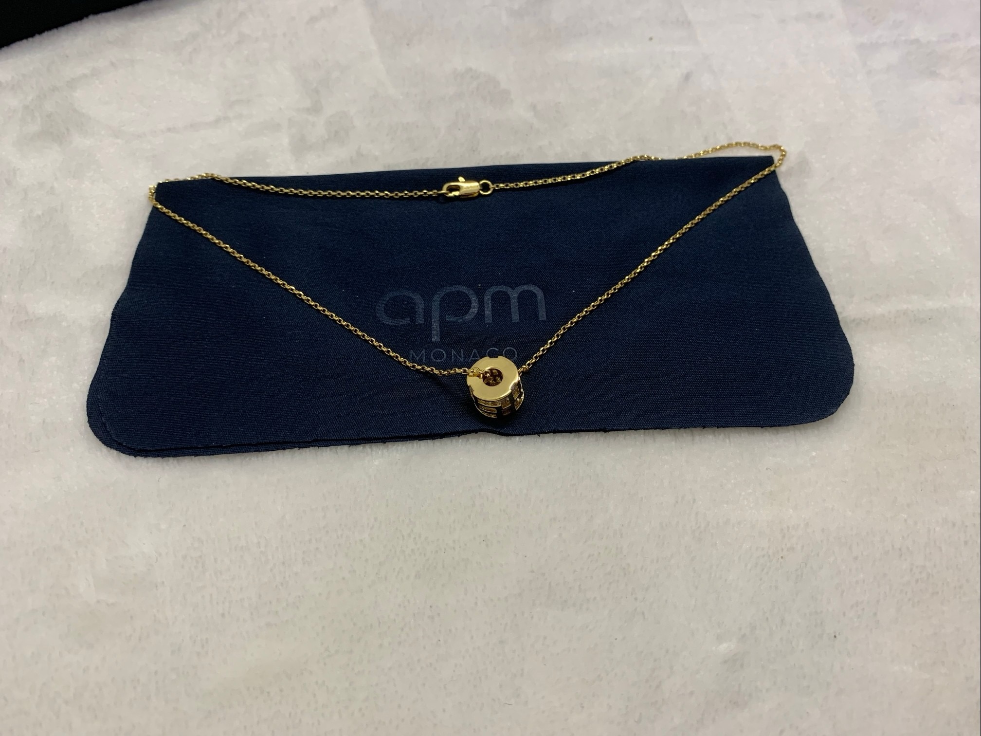 APm Monaco Ice冰块可调节项圈金黄项链新品男圣诞礼物。