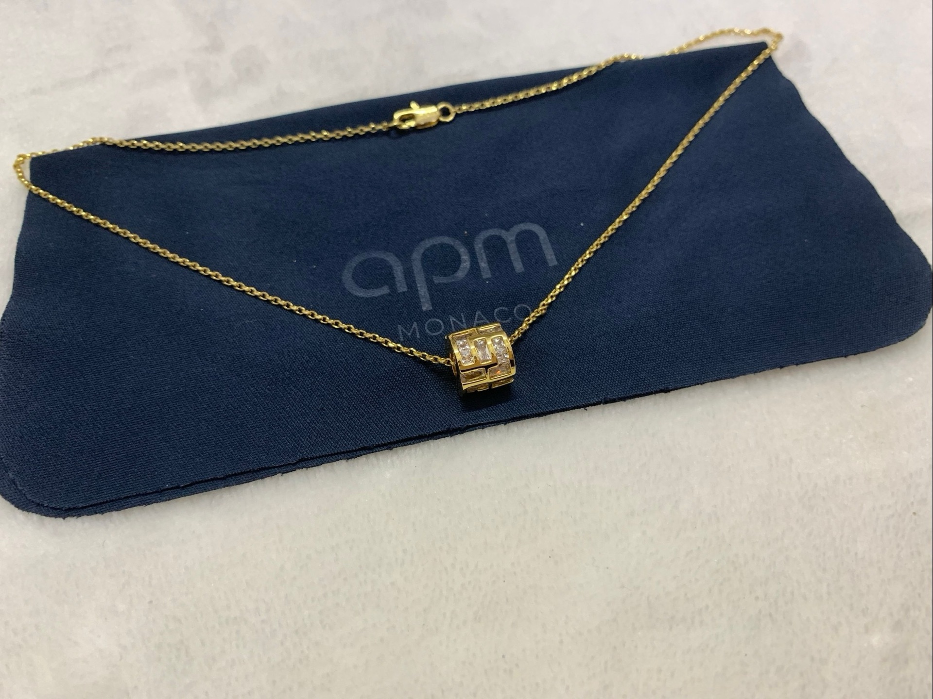 APm Monaco Ice冰块可调节项圈金黄项链新品男圣诞礼物。