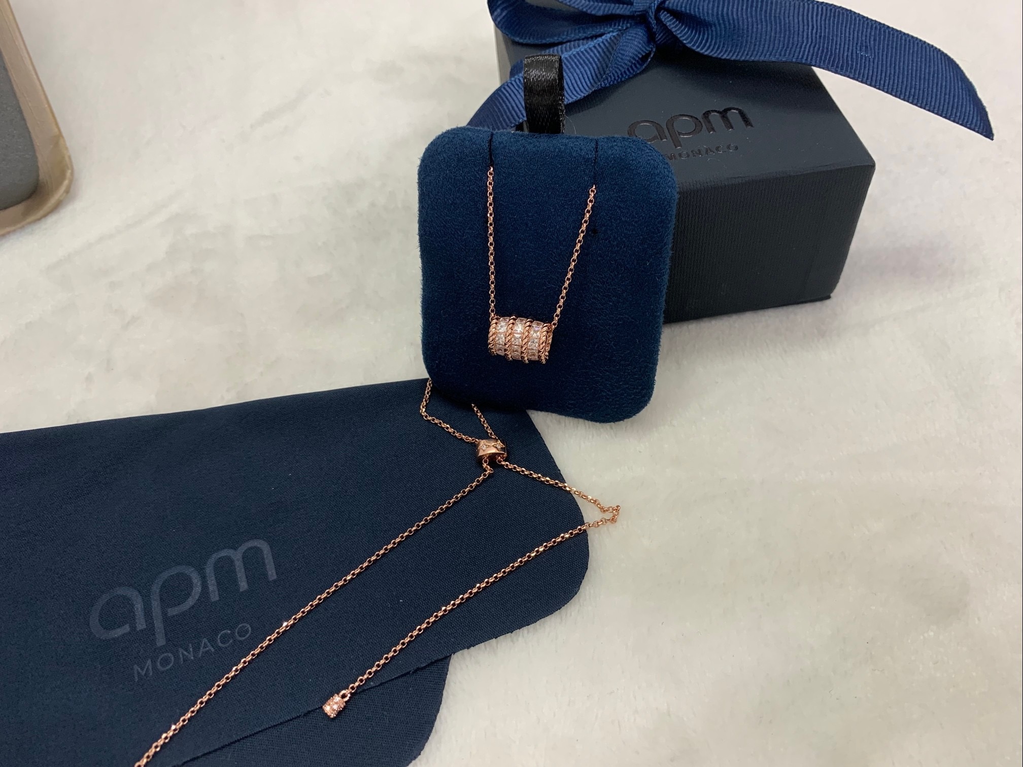 APm Monaco银白色Torsade可调节项链扭纹个性不规则.