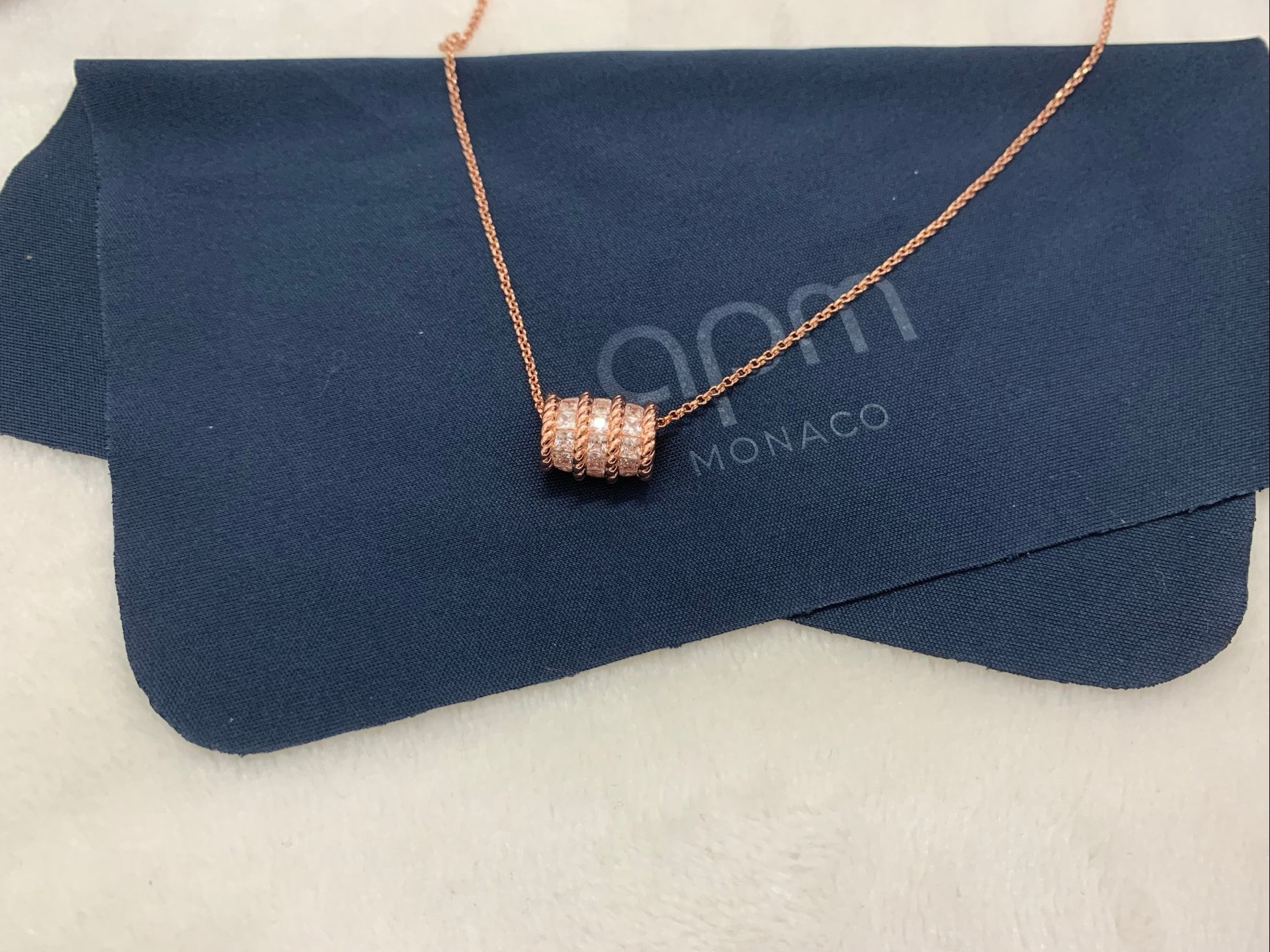 APm Monaco银白色Torsade可调节项链扭纹个性不规则.