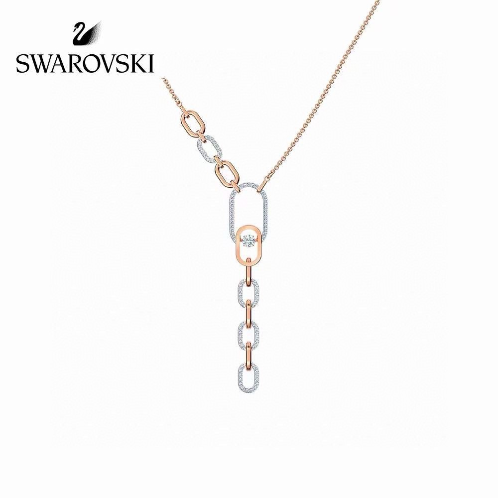 Swarovski 耀动的心 环环相扣 Y字项链这款揉合了现代魅力和精致做工，其Y形设计以一排细长的椭圆
