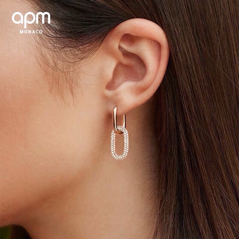 APM Monaco几何锁扣小耳环女 复古环扣气质耳圈耳饰单只。