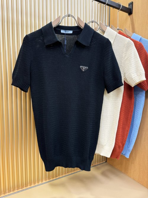 Prada 2025 Spring/Summer Knitted Short Sleeve Polo Shirt - Soft & Luxurious 1 Prada 2025 Spring/Summer Knitted Short Sleeve Polo Shirt - Soft & Luxurious
